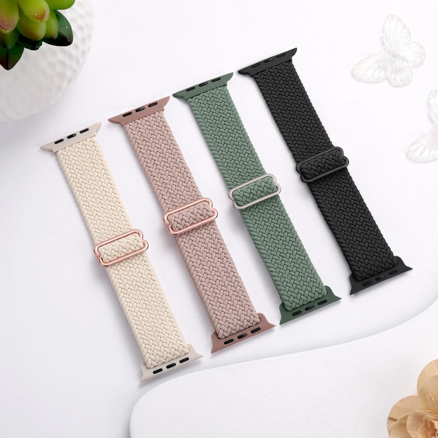 4 Pack Braided Solo Loop Compatible with Apple Watch Band 38Mm 40Mm 41Mm 42Mm 44Mm 45Mm 49Mm Women Men, Adjustable Stretchy Soft Nylon Strap for Iwatch Series 9 8 7 6 5 4 3 2 1 SE Ultra/Ultra 2