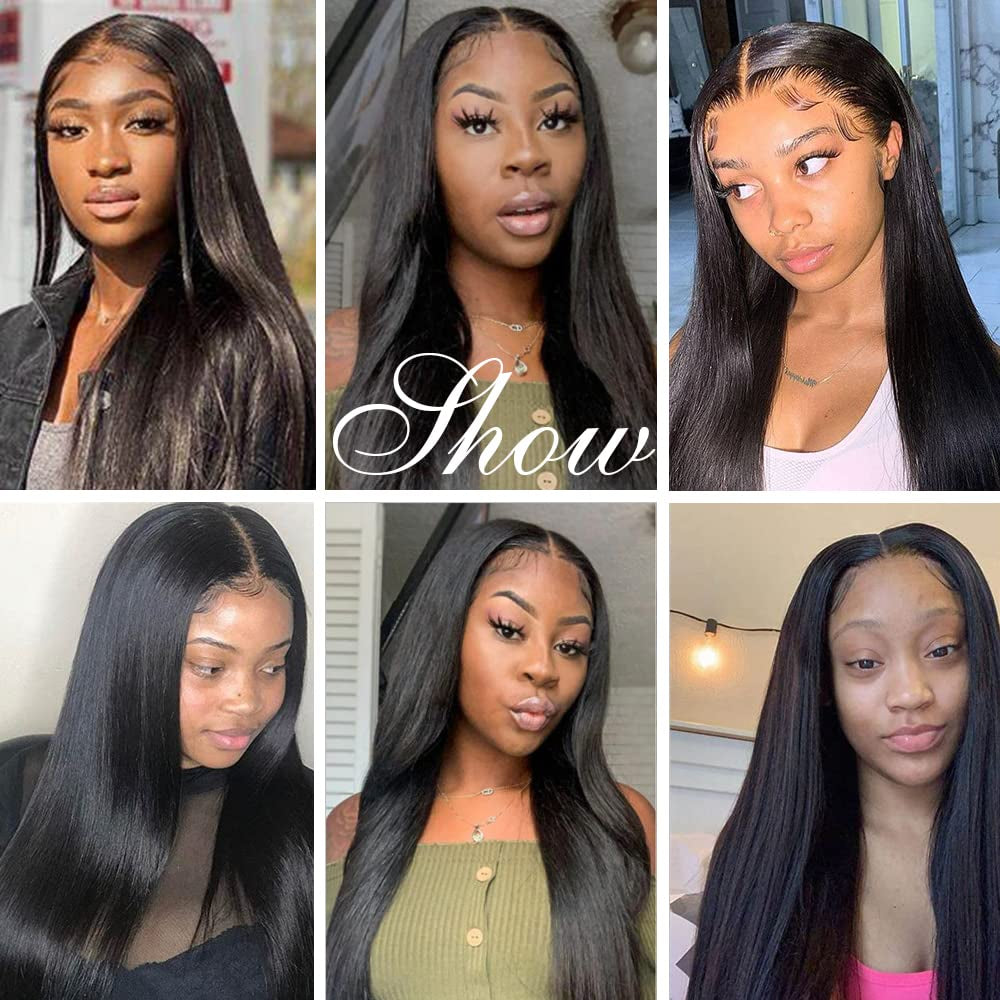 13X4 Lace Frontal Closure 8 Inch Ear to Ear Free Part Lace Closure Brazilian Silky Straight Frontal Human Hair Extension Pre-Plucked Frontal Closure Natural Black Color