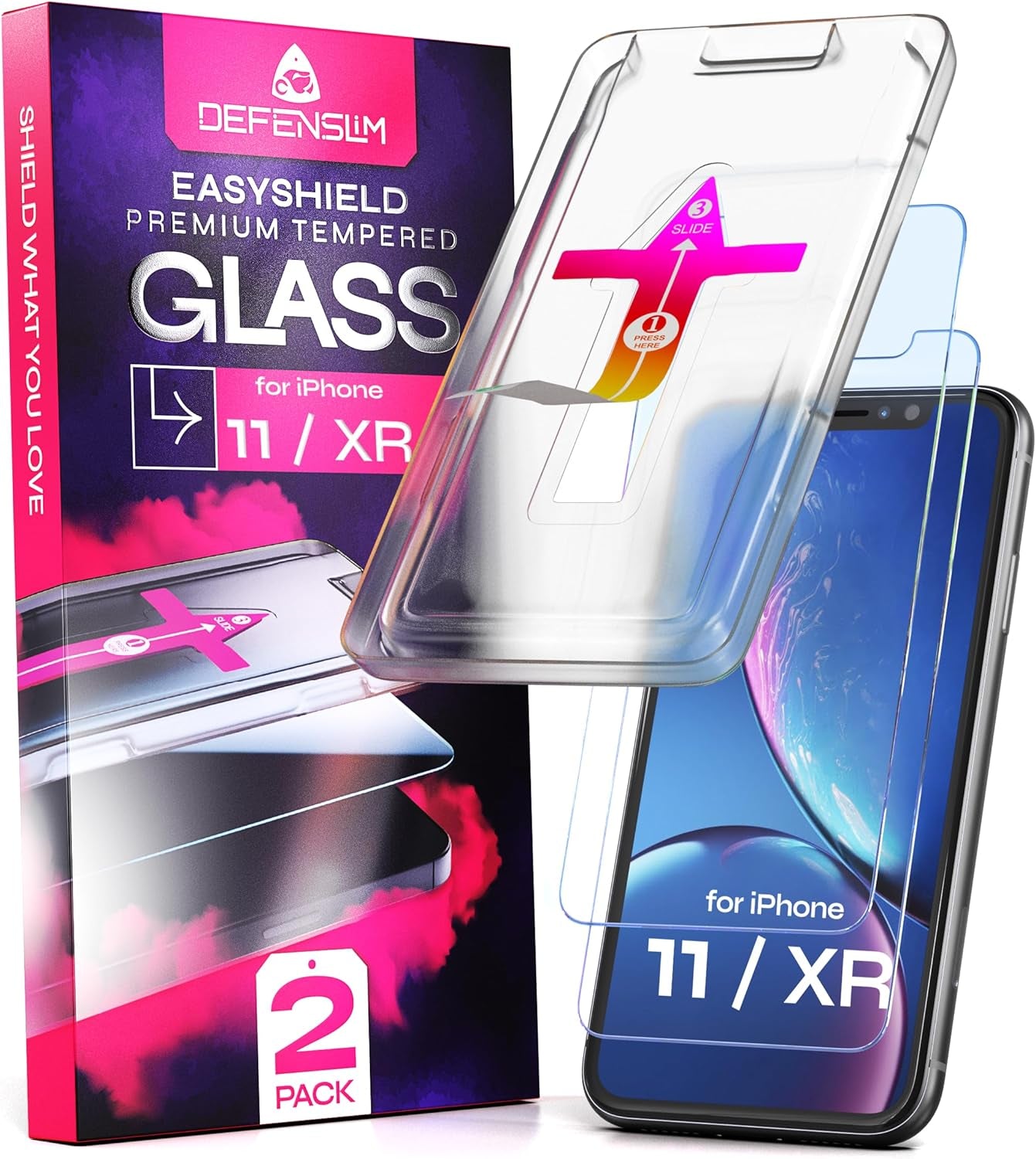 Screen Protector Compatible with Iphone 15/16 (2Pack), Easy Auto-Align Install Kit, 6.1" Tempered Glass, 9H Hardness, Ultra HD Clear, Case Friendly, Easyshield
