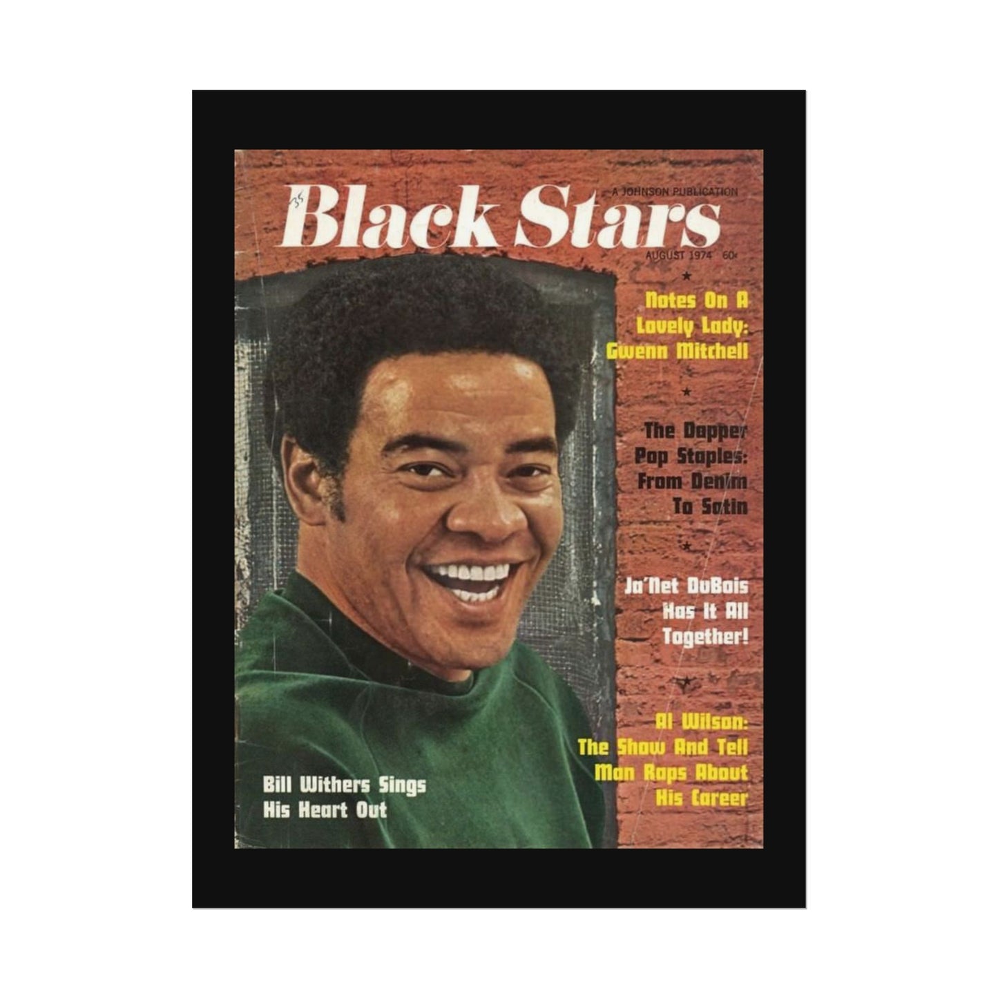 Vintage Music Rolled Posters - Bill Withers, August 1974 Design