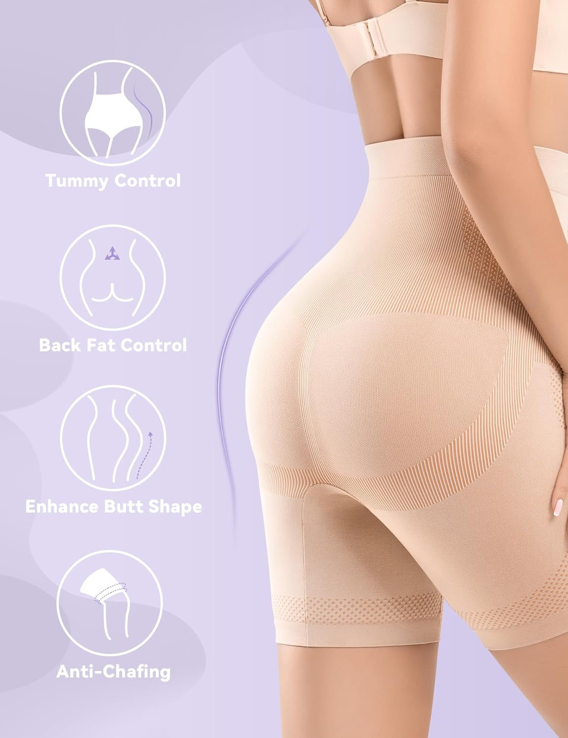 Women Shapewear Tummy Control High Waisted Body Shaper Shorts Girdles Thigh Slimmer