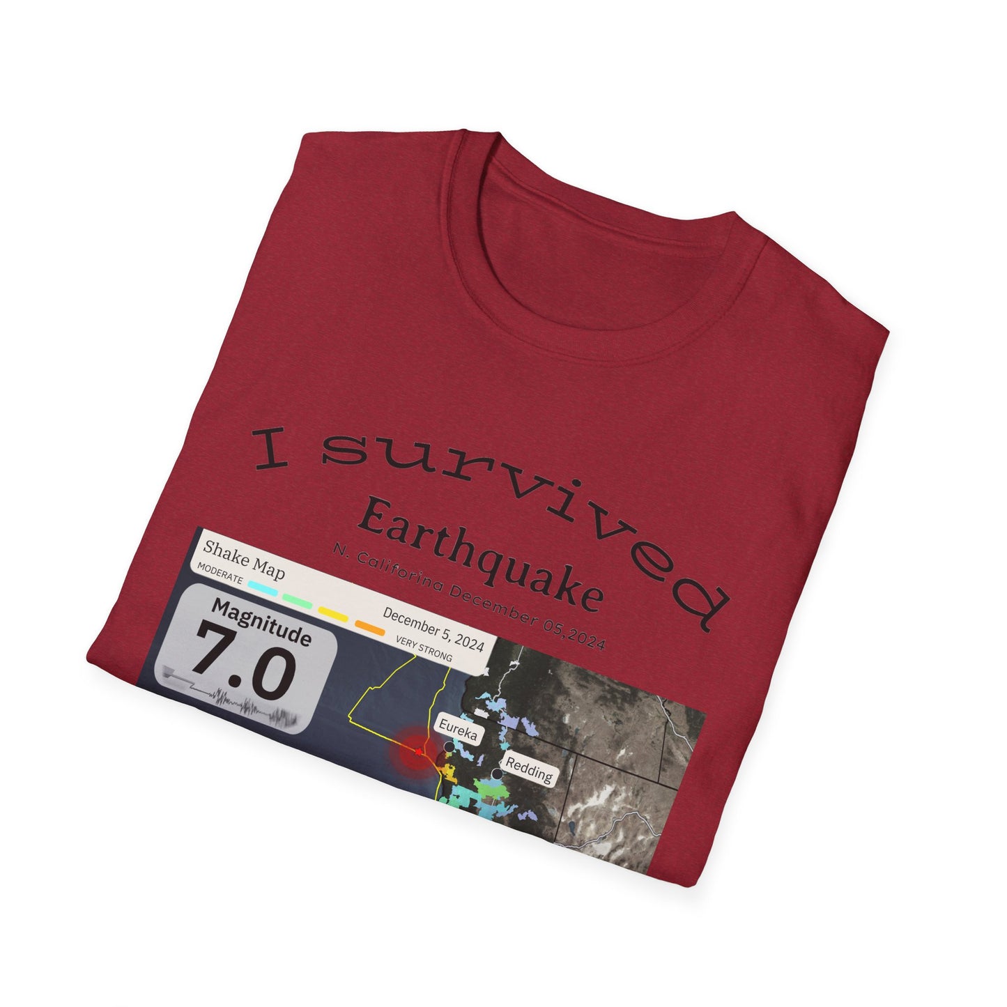 I survived Earthquake N. California December 5, 2024, Unisex Softstyle T-Shirt