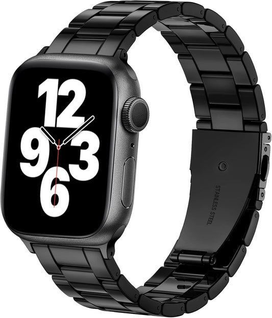 Resin Strap Compatible with Apple Watch Band 40Mm 38Mm 41Mm Series 7/6/5/4/3/2/1/SE Women Men, Lightweight and Durable Iwatch Stylish Bracelet Replacement Bands with Stainless Steel Buckle Black
