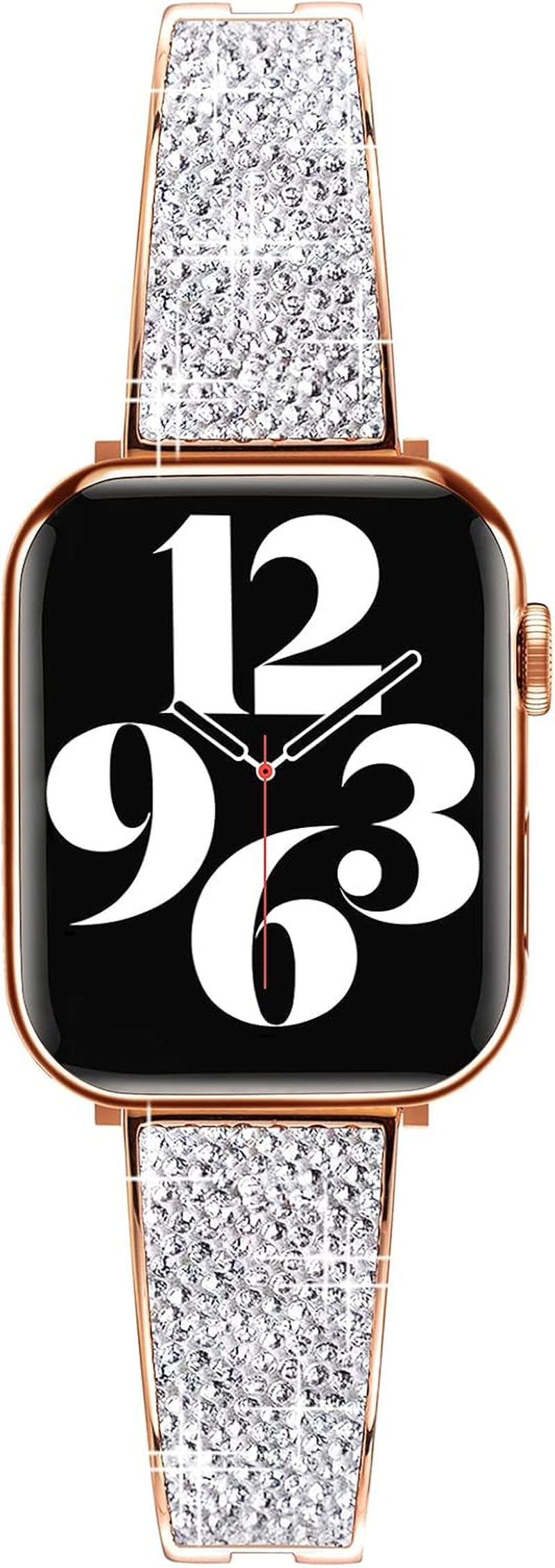 Stainless Steel Metal Band Compatible with Apple Watch Band 38Mm 40Mm 41Mm 42Mm 44Mm 45Mm Diamond Rhinestone Women Bling Bracelet for Iwatch Series 8/7/6/5/4/3/2/1 Ultra SE