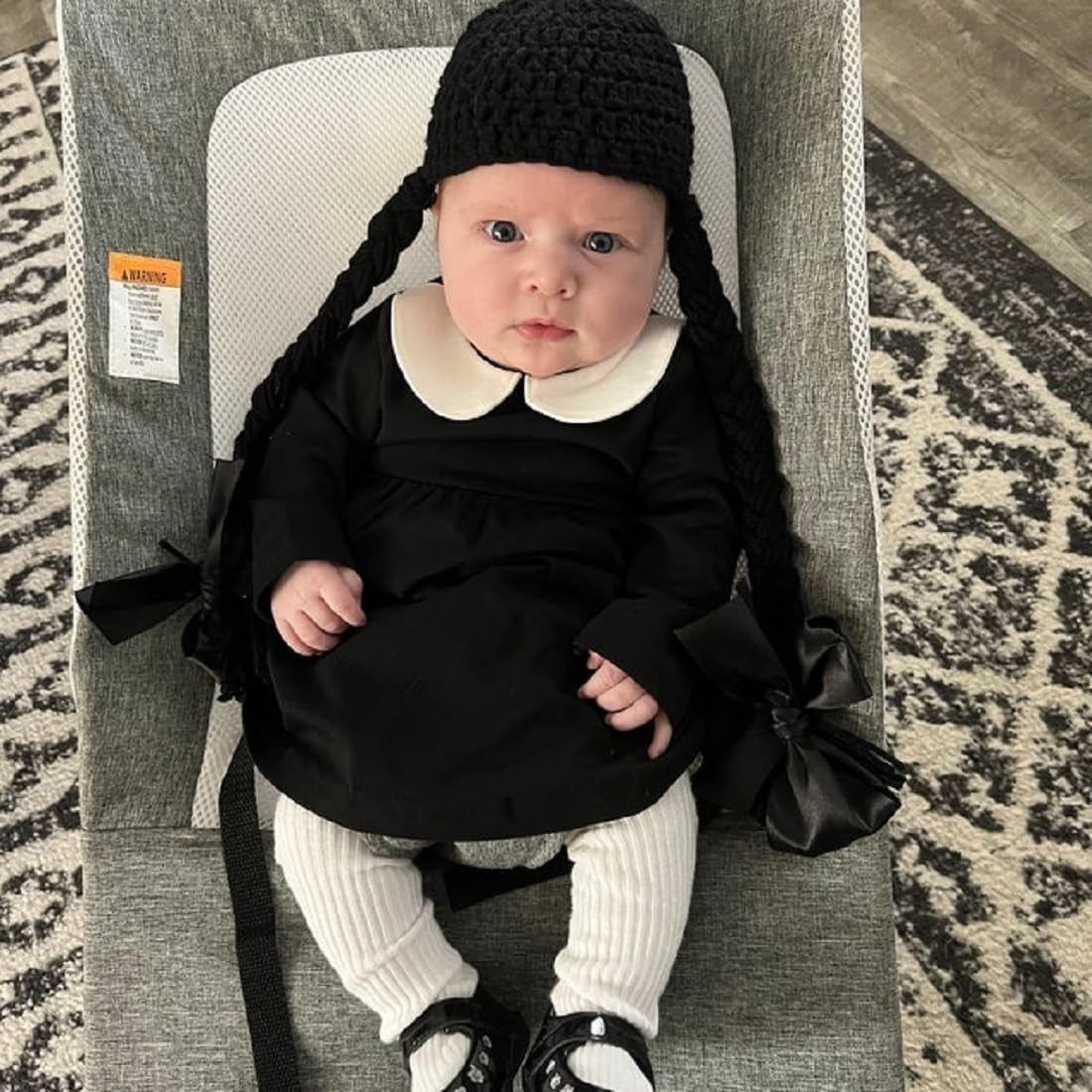 Toddler Baby Girl Halloween Outfit Doll Collar Black Long Sleeve Dress A-Line Dress Halloween Dress Costumes