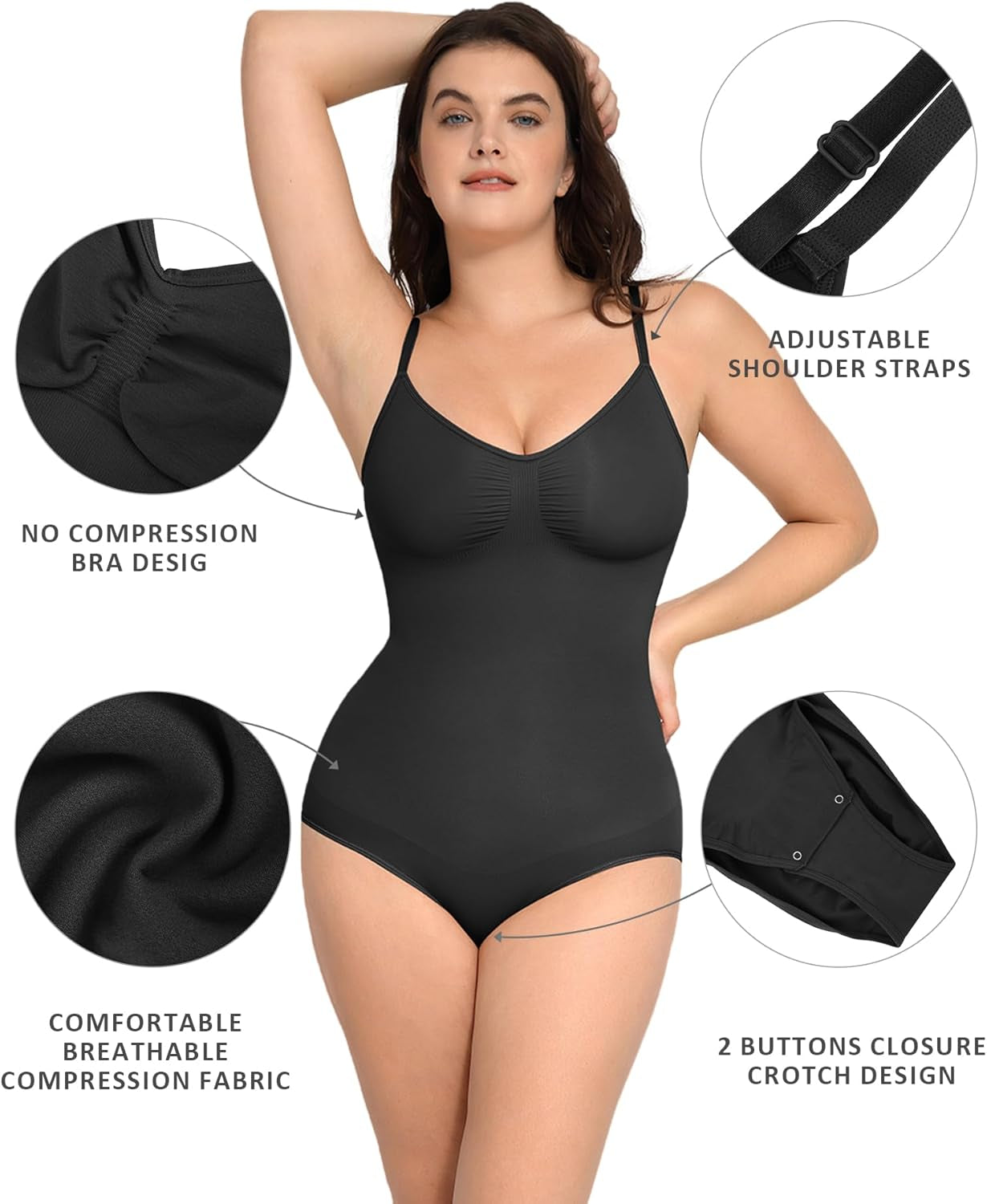 Shapewear Bodysuits for Women Tummy Control Seamless Sculpting Faja Body Shaper