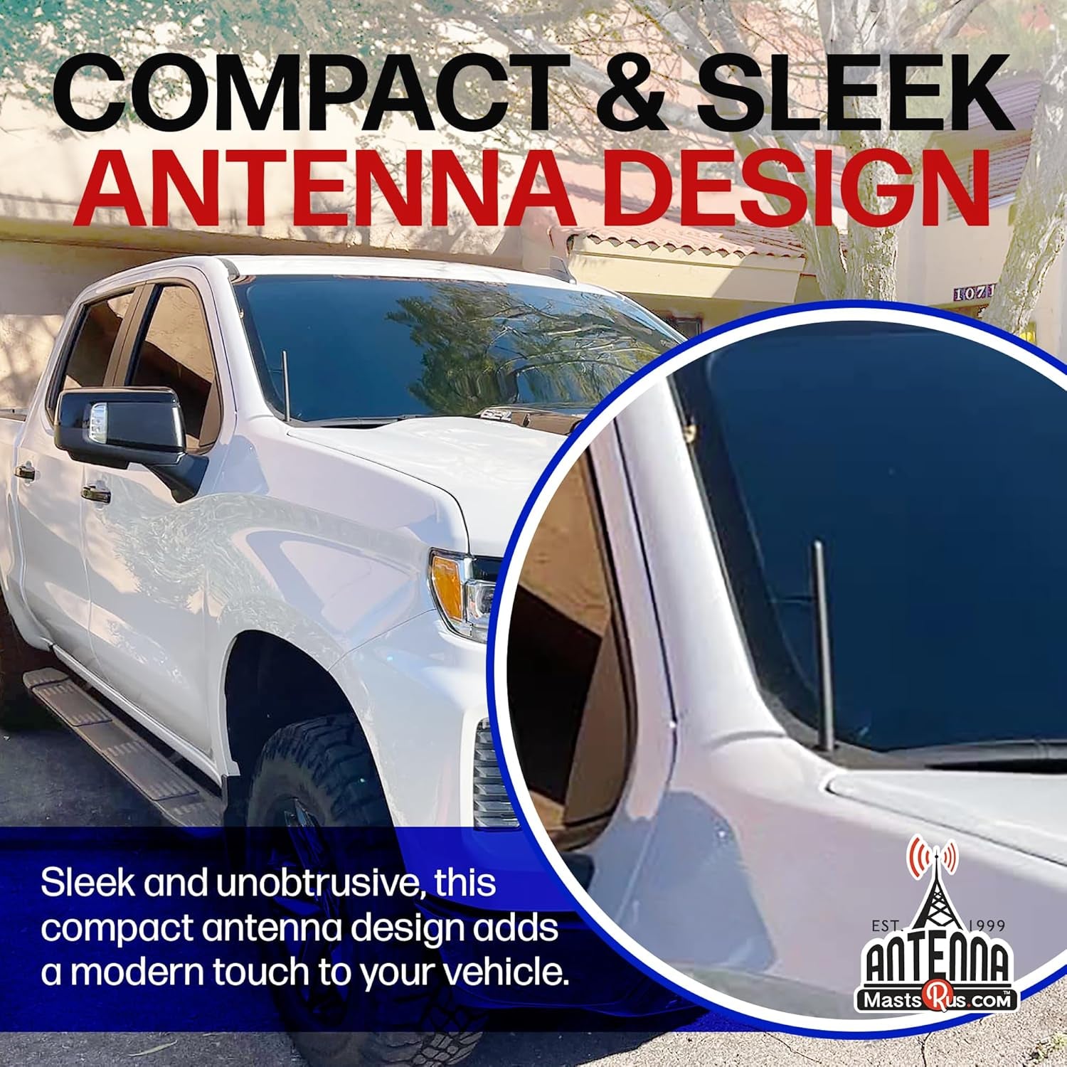 Short Rubber Antenna Fits Chevrolet Silverado 1500 (2006-2025), the Original 6 3/4 Inch, Car Wash Proof, Durable EPDM Rubber, Internal Copper Coil for Enhanced Reception