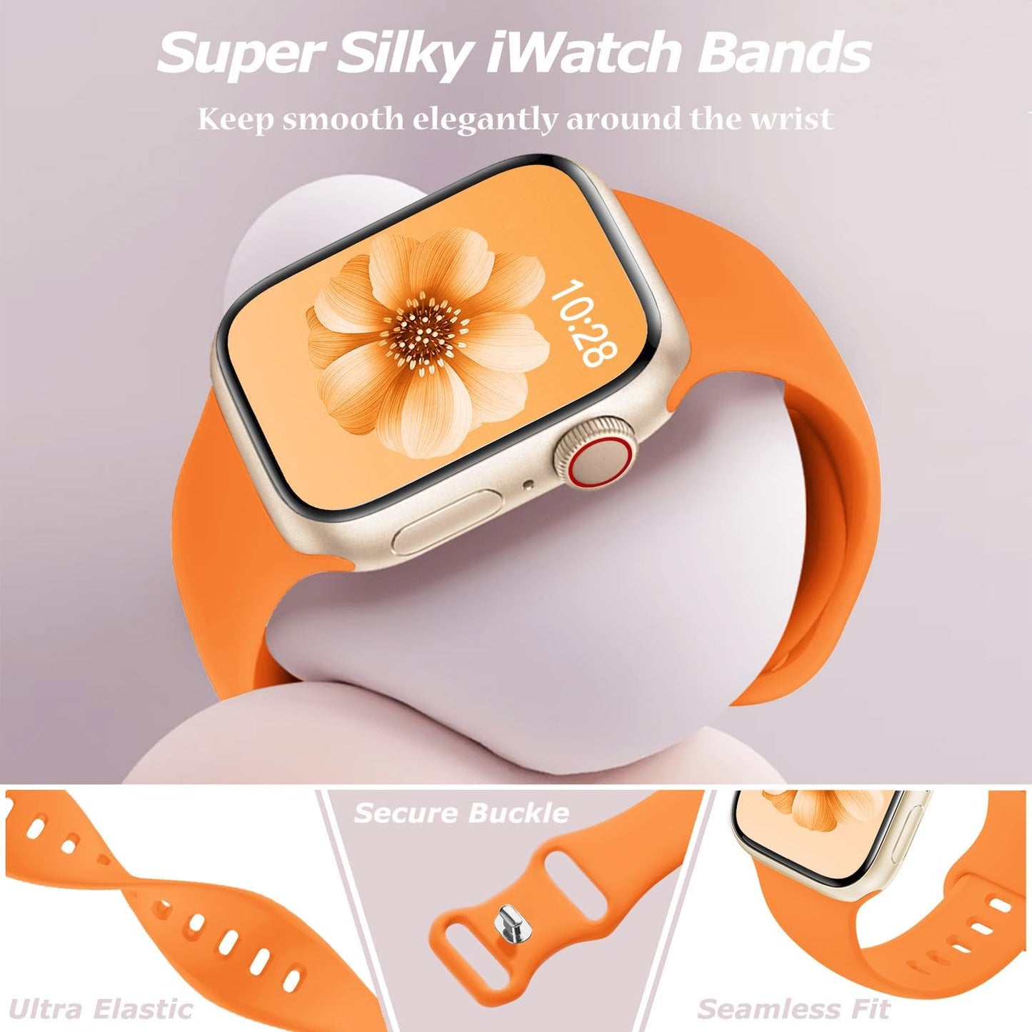 Sport Band Compatible with Apple Watch Bands 40Mm 44Mm 41Mm 38Mm 45Mm 42Mm 49Mm for Men Women, Marigold Soft Silicone Strap Waterproof Replacement for Iwatch Series 9 SE 8 7 6 5 4 3 2 1 Ultra/Ultra 2