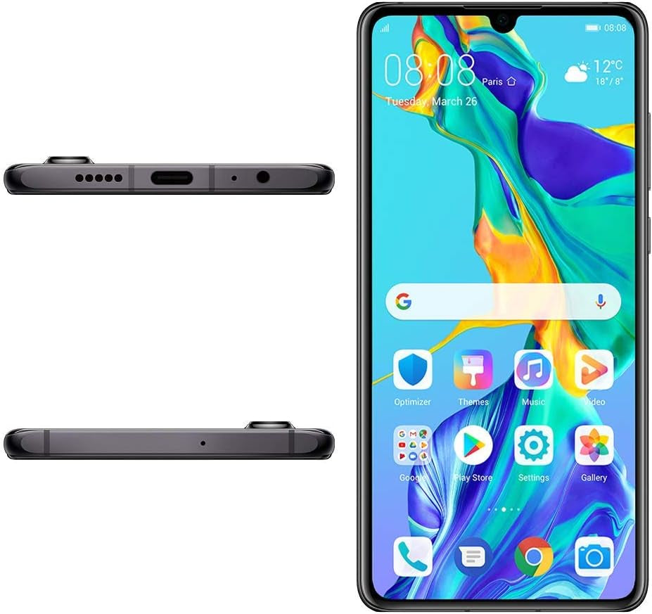 P30 128GB+6GB RAM (ELE-L29) 6.1" LTE Factory Unlocked GSM Smartphone (International Version) (Black) (Renewed)