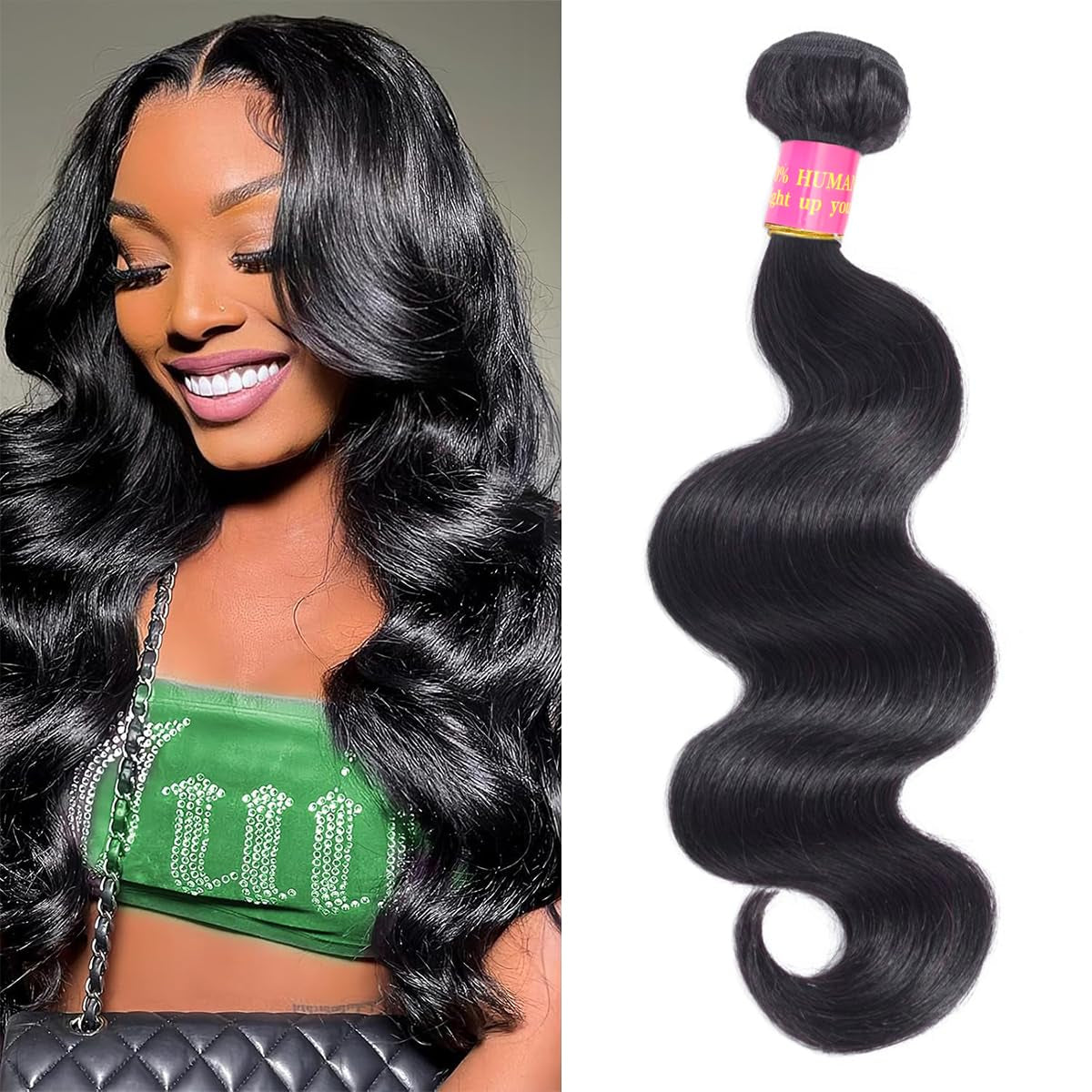 12A Human Hair Bundles 20 Inch Body Wave Bundles Human Hair 100% Unprocessed Brazilian Virgin Hair 1 Bundles Human Hair Extensions Quick Weave Bundles Human Hair Natural Black