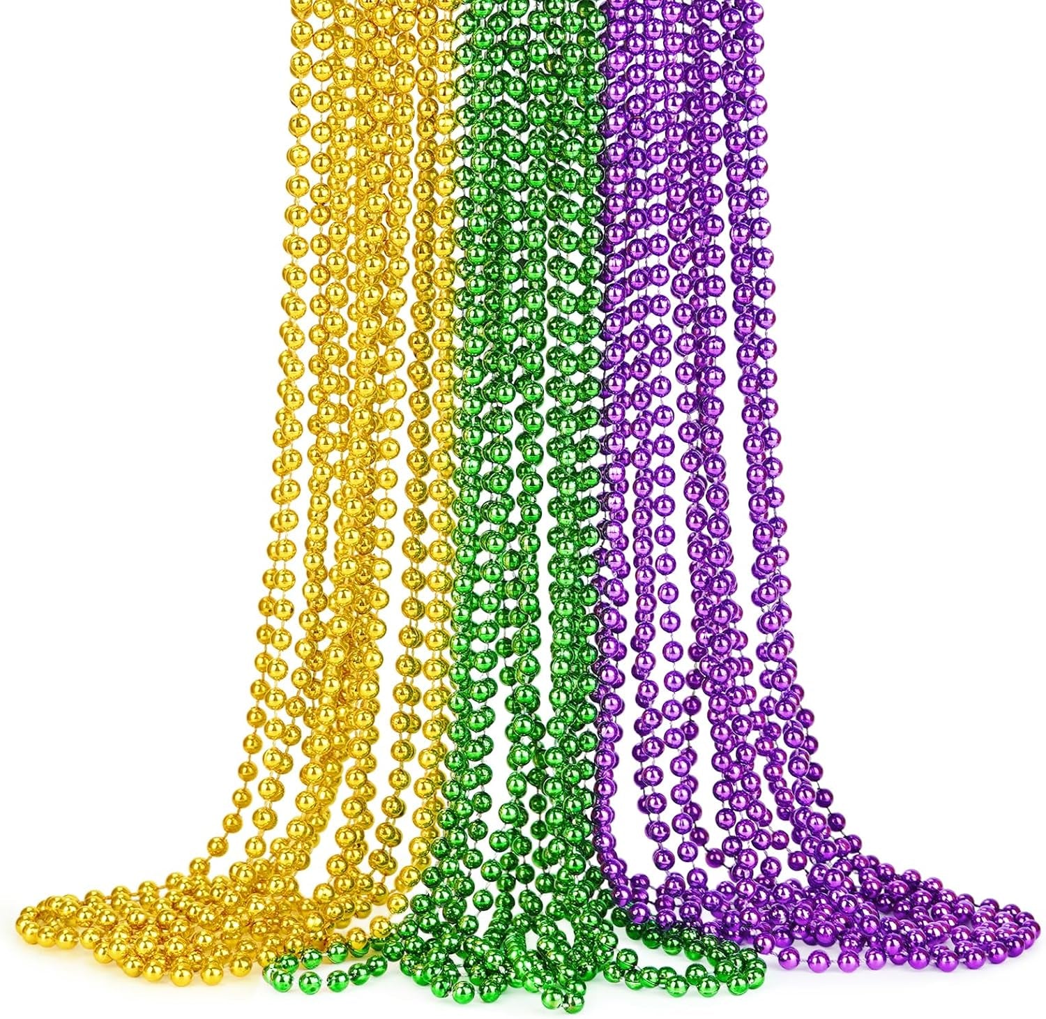 24 PCS St. Patrick'S Day Bead Necklaces, Green Mardi Gras Christmas Beads, 33'' 7 Mm Green Bead Necklaces Green Party Beads for St. Patricks Day, Mardi Gras, Christmas, Carnival Party Favors