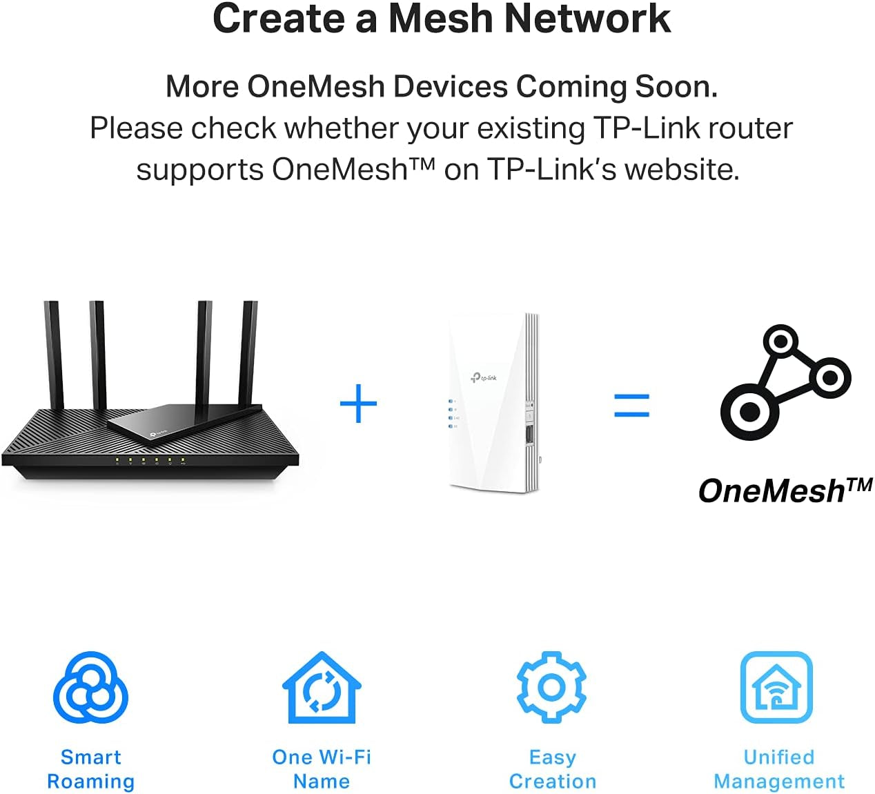 Onemesh Wifi 6 Router AX1800 Smart Wifi Router (Archer AX21) – Dual Band Gigabit Router +  AX1500 Wifi Extender Internet Booster(Re500X), Onemesh Wifi 6 Range Extender