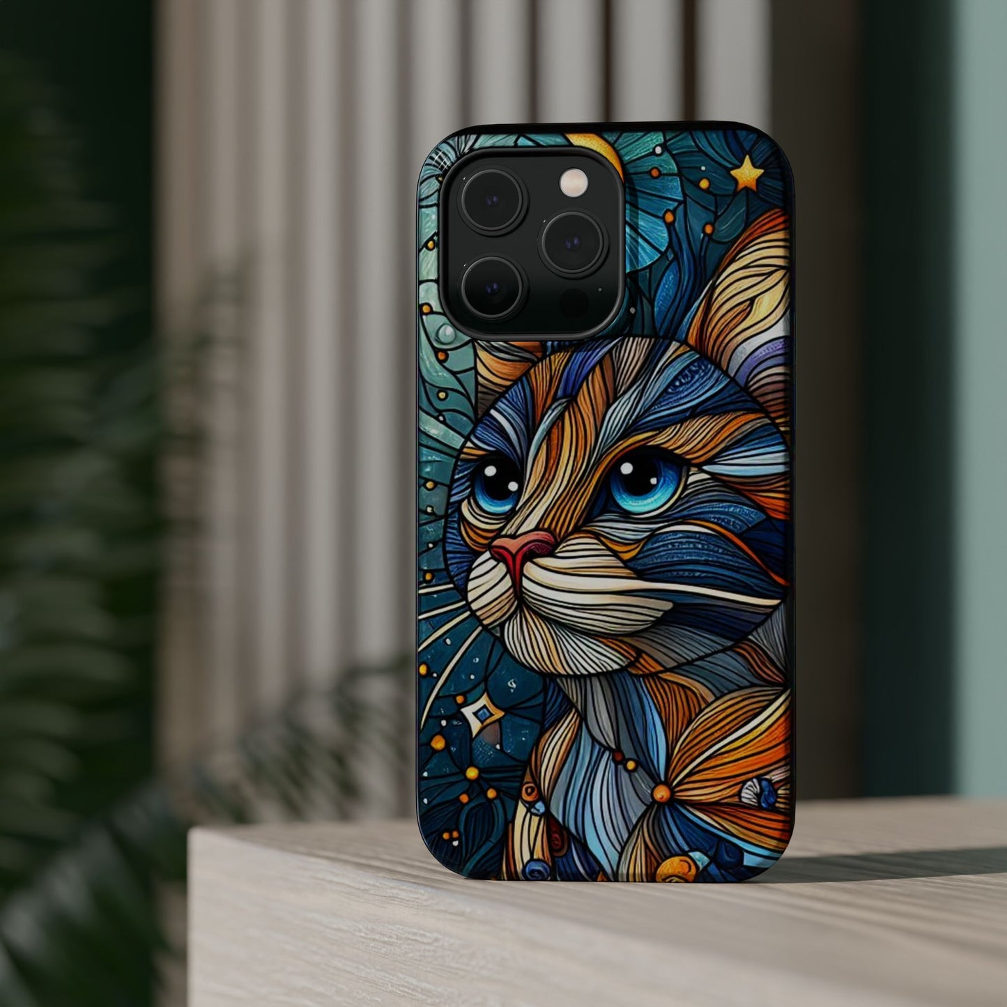 Cat-Stained Glass Magnetic Tough Cases