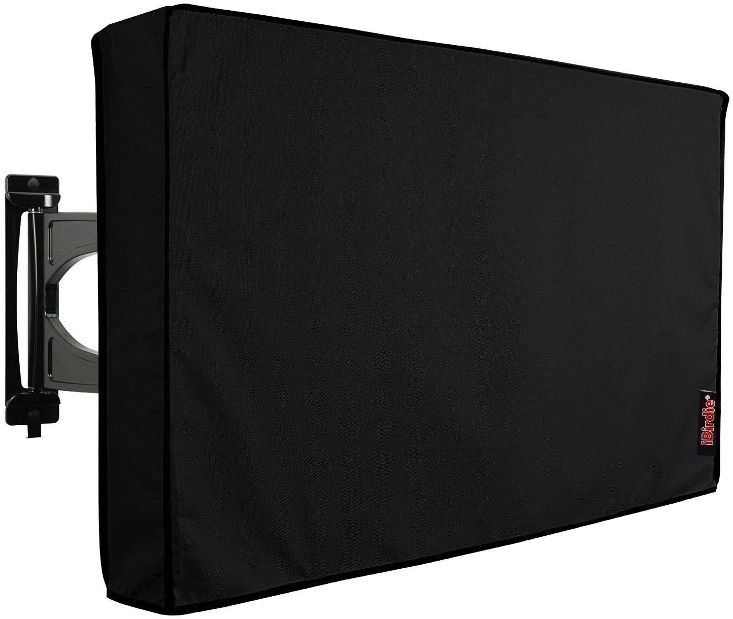 Outdoor Waterproof and Weatherproof TV Cover for 52 to 55 Inch outside Flat Screen TV, Black 600D Thick Fabric TV Screen Protector with Bottom Cover