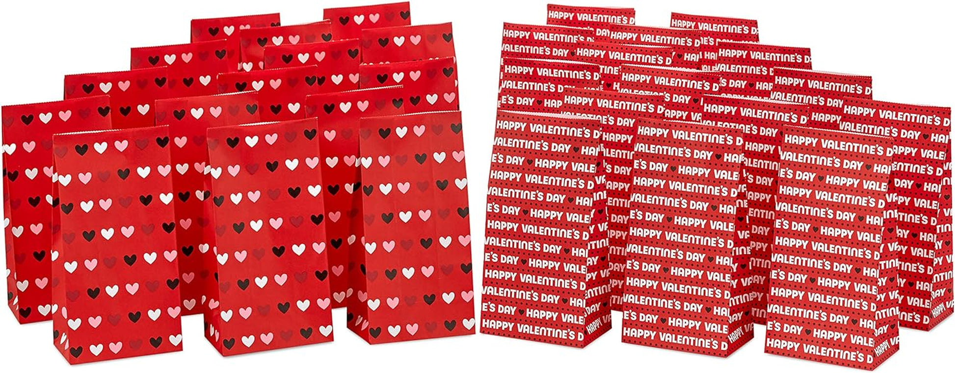 Valentine'S Day Paper Treat Sacks (30 Bags: Happy Valentine'S Day, Hearts) for Classroom Parties, Valentines, Kids, Coworkers