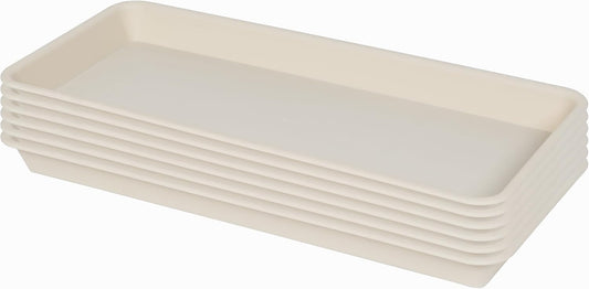 6 Pack of Plastic Plant Tray Saucer Rectangular 11 Inch, Plant Trays Saucers for Indoors Outdoor, Plant Water Drip Tray for Flower Pot Planter, Windowsill Plant Tray (6 X 10'', Beige)