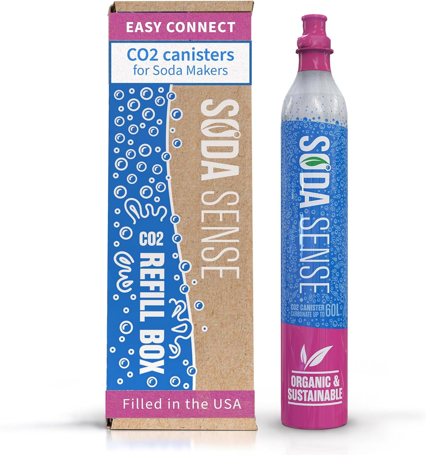 60L Threaded CO2 2 Pack Canister Refill, Compatible W/All Threaded 'Screw-In' Soda Makers Including Sodastream [Excludes ART, TERRA & DUO]