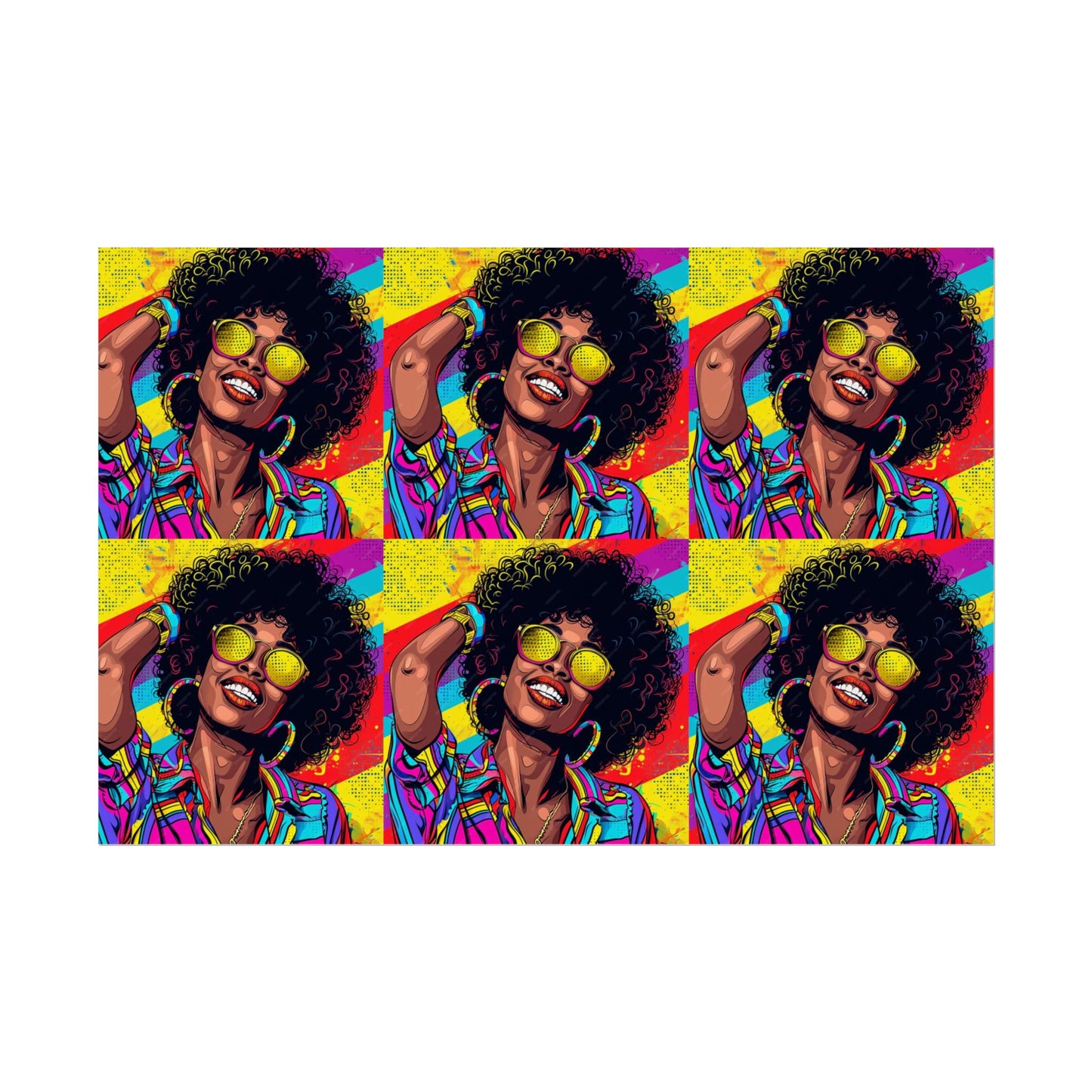 Woman afro hair with braids fat black color drawing Rolled Posters