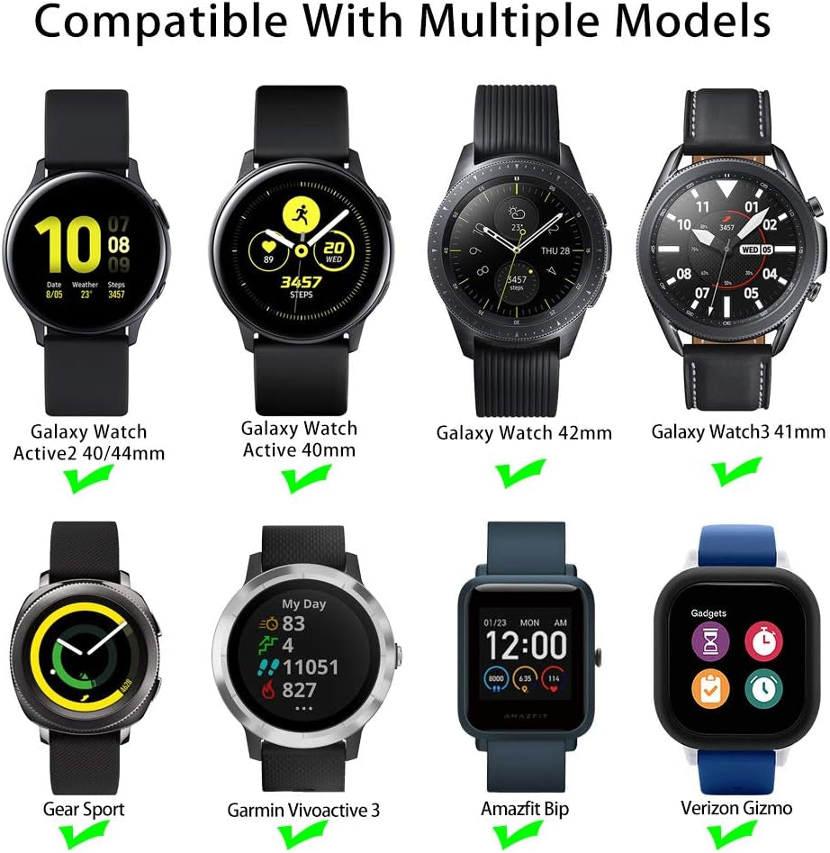 20Mm Watch Band Compatible with Samsung Galaxy Watch 4 Band 40Mm/44Mm,Galaxy Active 2 Watch Band 40Mm,Galaxy Watch Active 2 Bands 44Mm,Galaxy Watch 3 41Mm Band,20Mm Silicone Sport Watch Strap