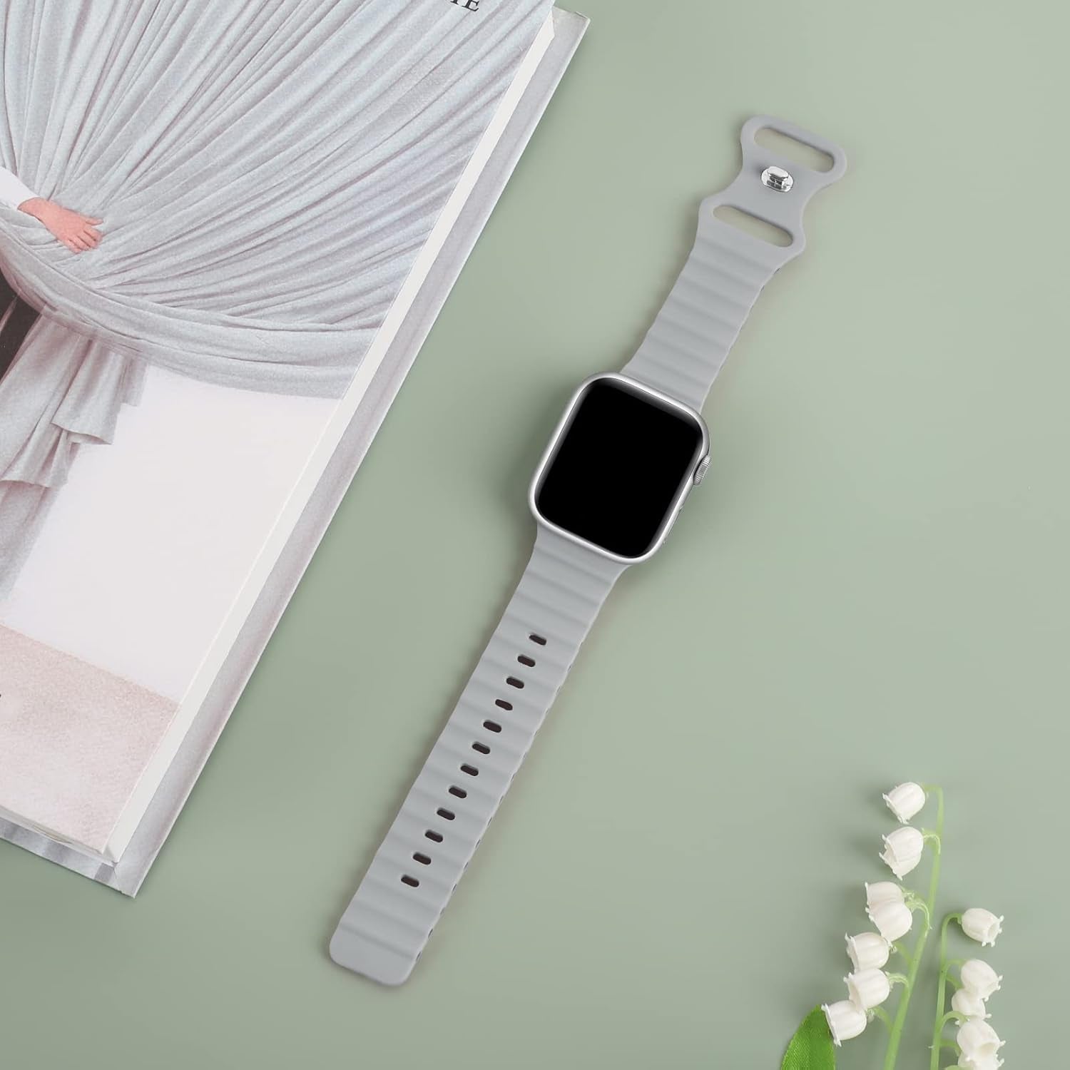 Silicone Elastic Ocean Bands Compatible with Apple Watch 38Mm 40Mm 41Mm 42Mm 44Mm 45Mm, Replacement Sport Breathable Strap Wristbands for Iwatch Series SE 8/7/6/5/4/3/2/1 Women Men