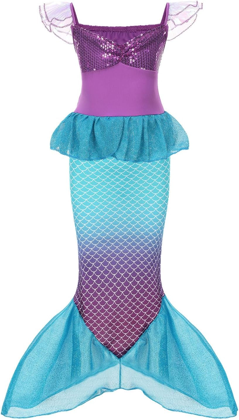 Mermaid Costume Dress Girls Kids Ariel Princess Dress Halloween Costumes Cosplay Birthday Pary