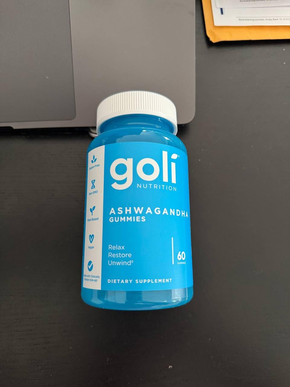 Ashwagandha & Vitamin D Gummy - 60 Count - Mixed Berry, KSM-66, Vegan, Plant Based, Non-Gmo, Gluten-Free & Gelatin Free Relax. Restore. Unwind, Pack of 1 TLBH