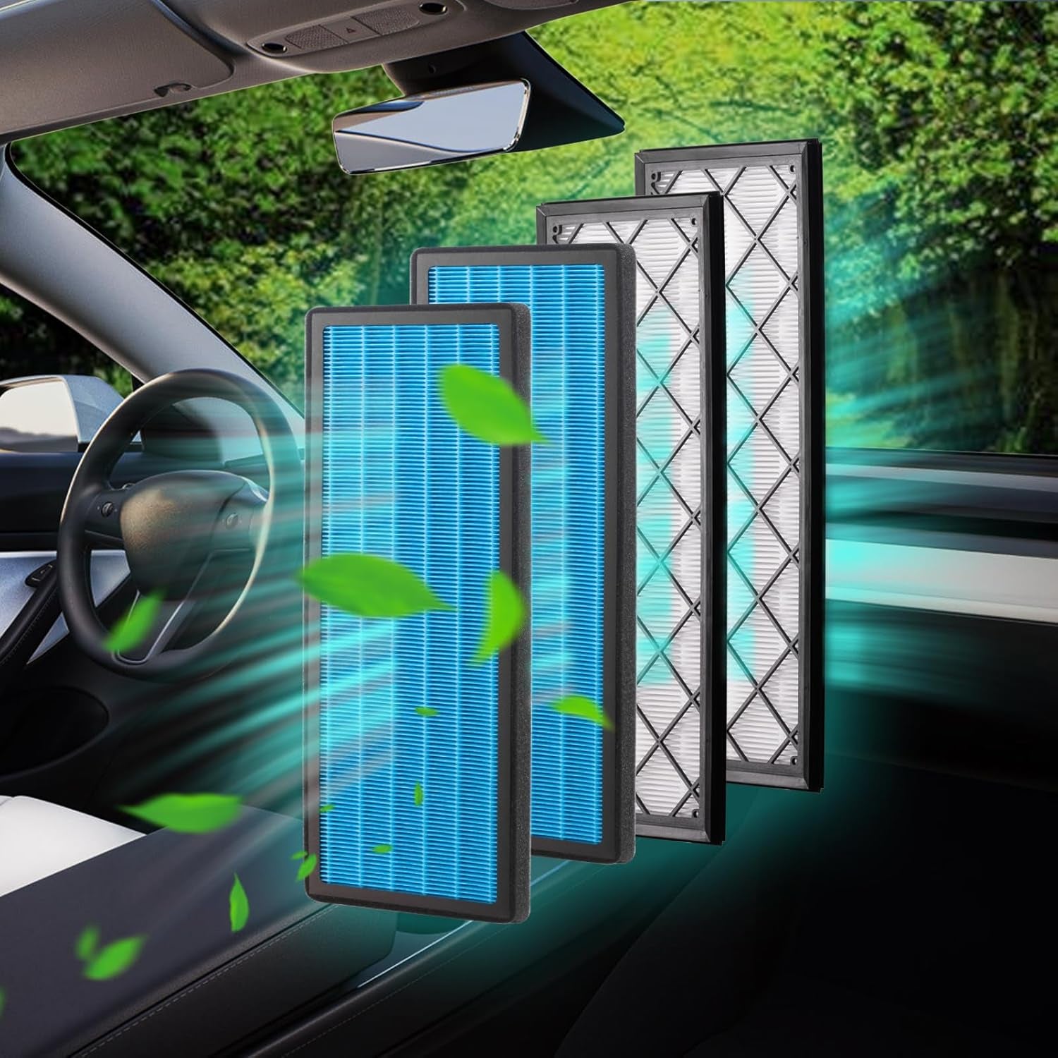 Tesla Model Y Hepa Air Filter Activated Carbon Cabin Air Filter Replacement for Tesla Model Y Accessories 2024-2020 (Set of 4 Packs)