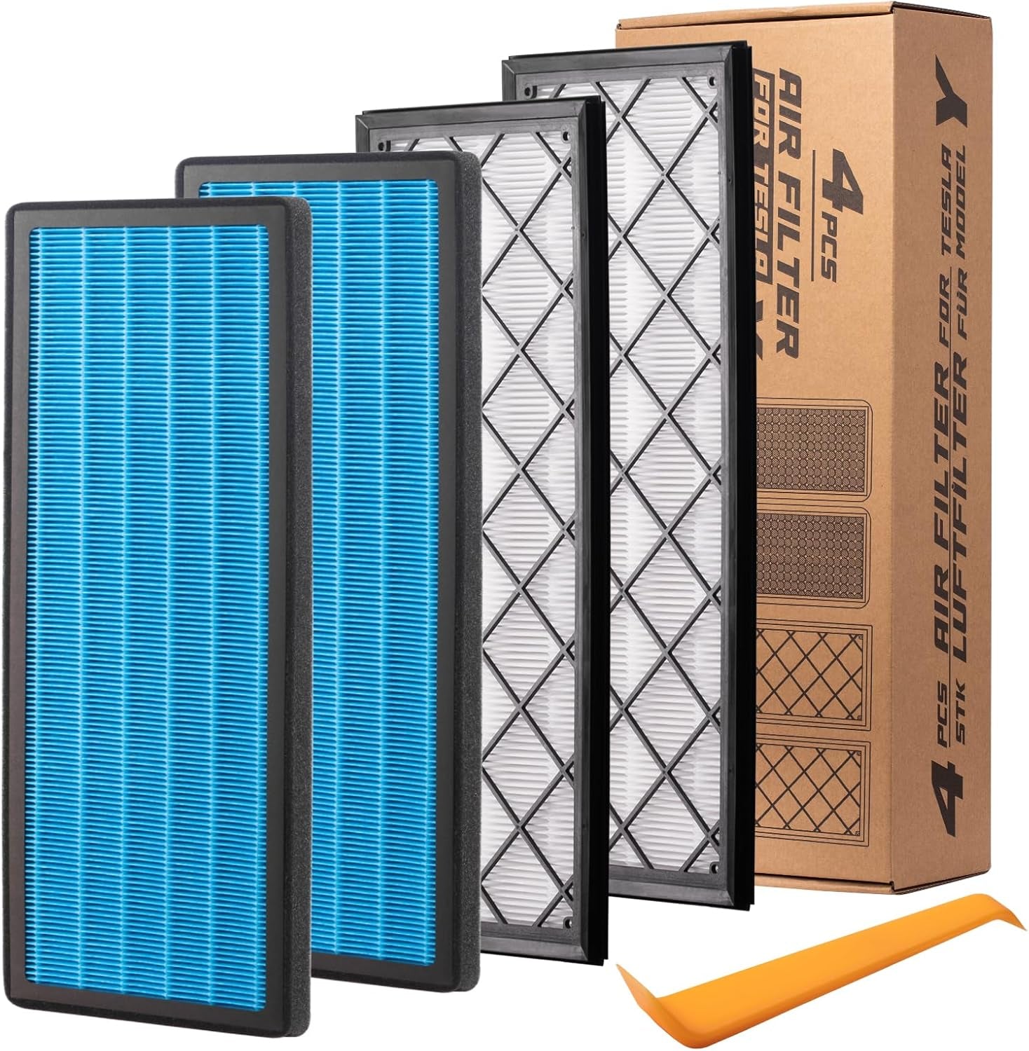 Tesla Model Y Hepa Air Filter Activated Carbon Cabin Air Filter Replacement for Tesla Model Y Accessories 2024-2020 (Set of 4 Packs)
