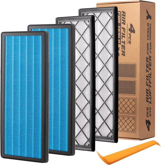Tesla Model Y Hepa Air Filter Activated Carbon Cabin Air Filter Replacement for Tesla Model Y Accessories 2024-2020 (Set of 4 Packs)