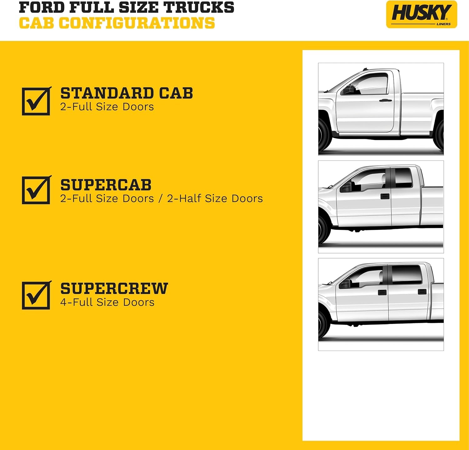 Classic Style Series | 1980 - 1996 Ford Bronco/Ford F-150, 1980 - 1997 Ford F-250/F350 | Front Floor Liners, Black | 33001
