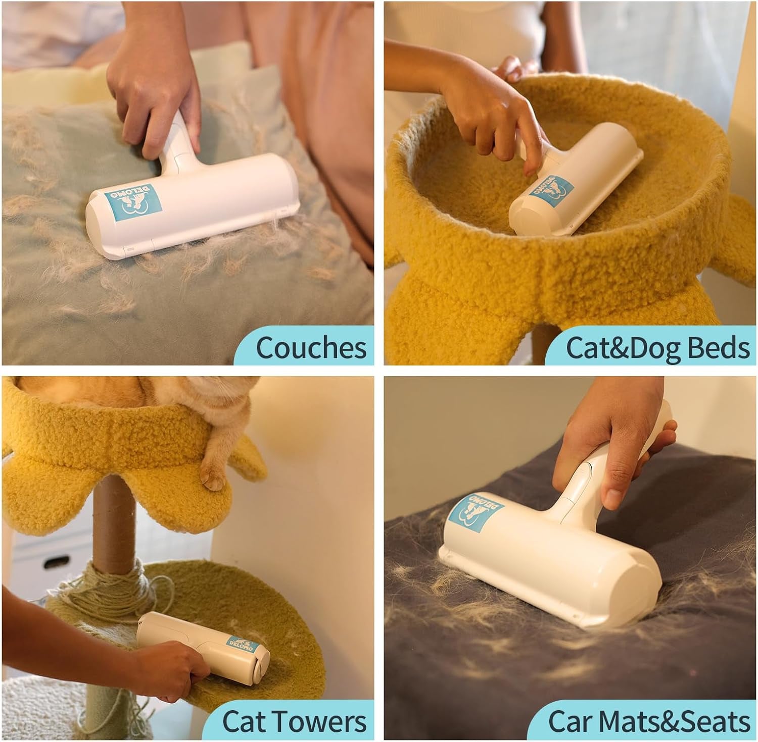 Pet Hair Remover - Lint Roller for Pet Hair - Cat and Dog Hair Remover for Couch, Furniture, Carpet, Car Seat, Reusable Roller with Self-Cleaning Base - Upgraded Animal Fur Removal Tool