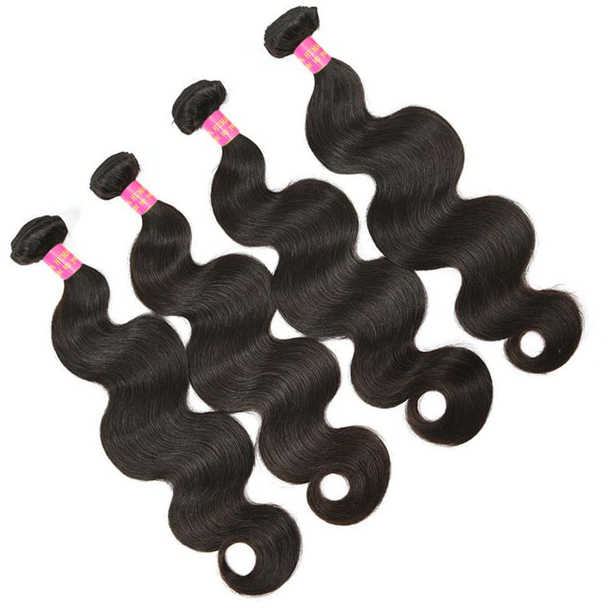 Human Hair Bundles 20 22 24 26 Inch 12A Body Wave Bundles Human Hair 100% Unprocessed Brazilian Virgin Hair 4 Bundles Human Hair Body Wave Human Hair Extensions Bundles Human Hair Natural Black