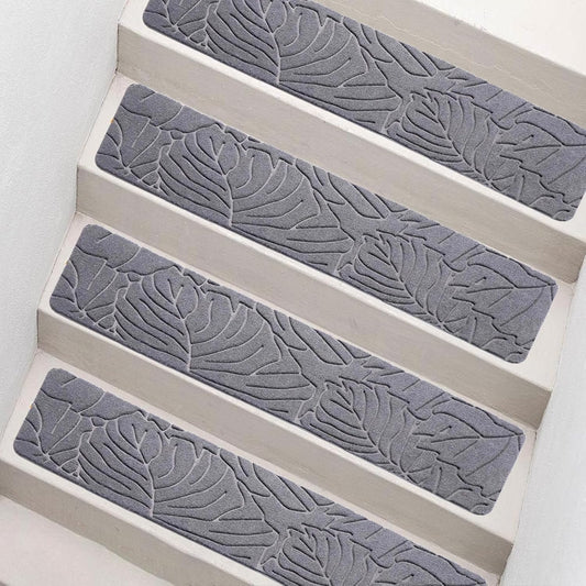 Stair Treads for Wooden Steps, 8" X 30" Non Slip Carpet Stair Treads Set of 15 Indoor Carpet Mat Stair Runners Stair Rugs for Kids Elders and Pets with Reusable Adhesive, Grey