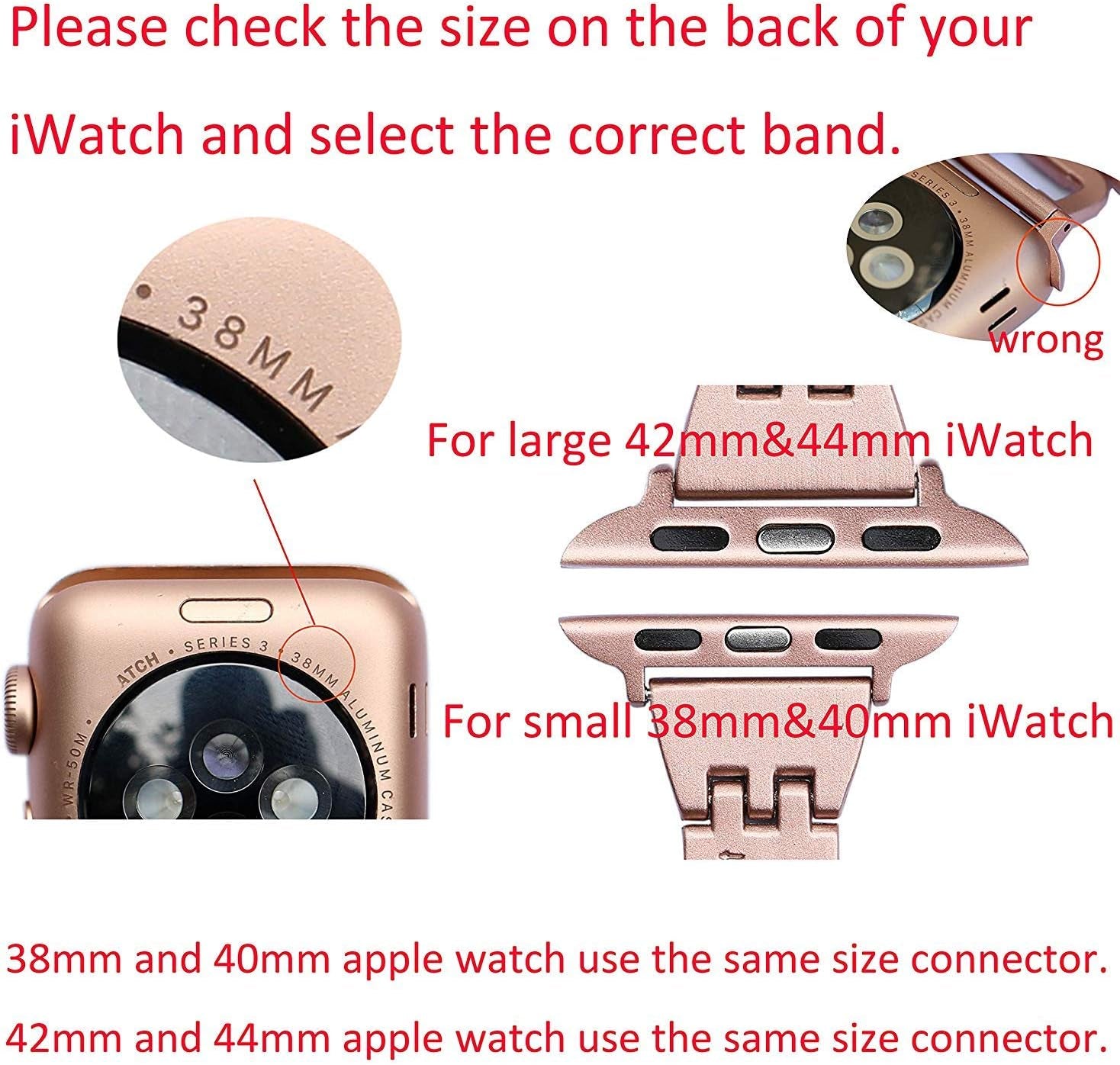 Bands Compatible with Apple Watch Band 38Mm 40Mm 41Mm 42Mm 44Mm 45Mm Iwatch SE Series 9/8/7/6/5/4/3/2/1 Women Dressy Jewelry Stainless Steel Accessories Wristband Strap