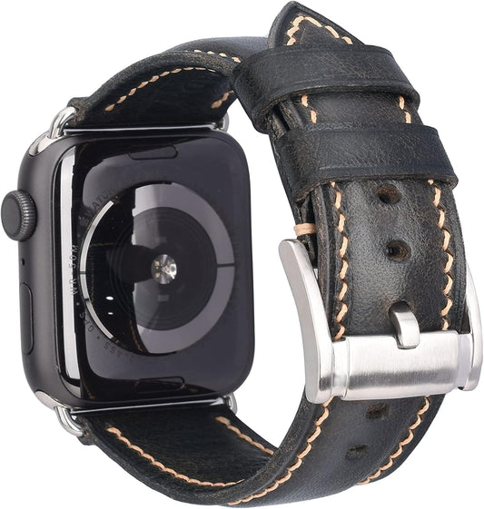 Vintage Leather Watch Bands Compatible with Apple Watch Band 38Mm/40Mm/41Mm 42Mm/44Mm/45Mm, Top Grain Genuine Leather Replacement Watch Strap for Apple Watch Series SE 9 8 7 6 5 4 3 2 1 SE for Men Women