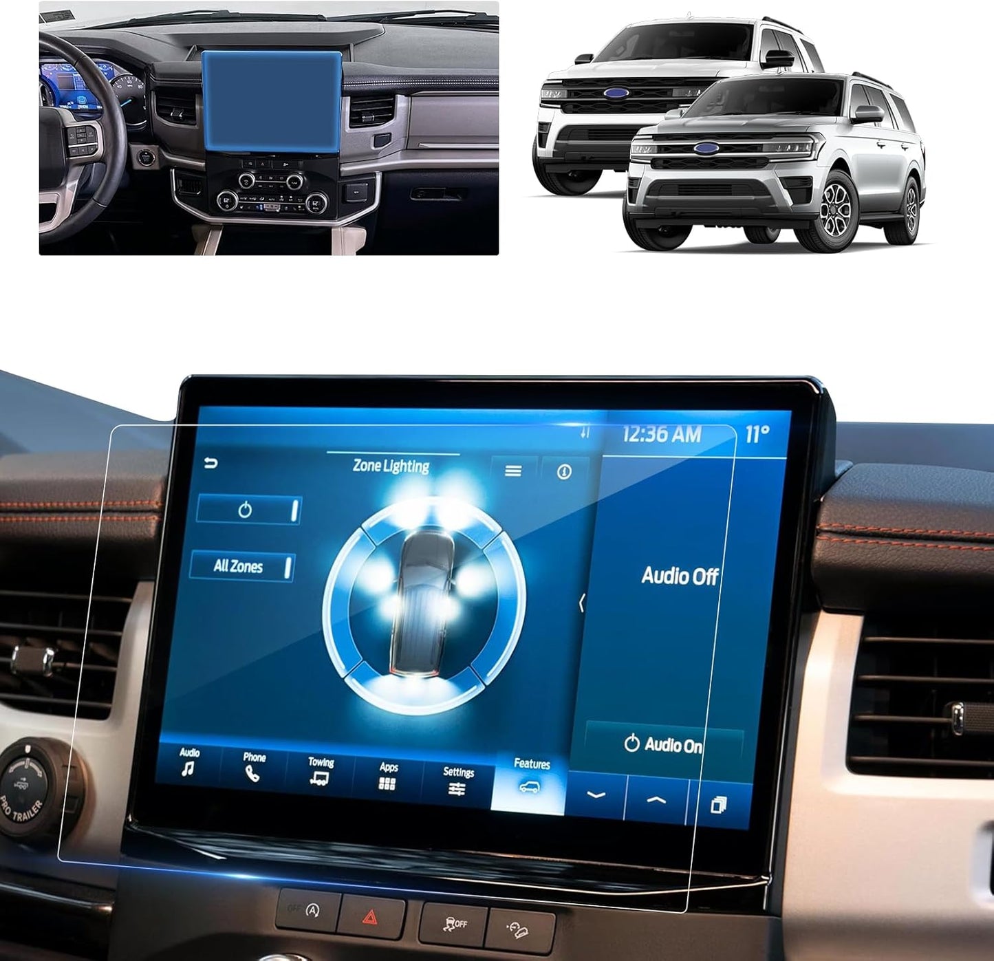 2024 F150 Lightning Screen Protector for 2022-2024 Ford F-150 Lightning Platinum/Lariat/Flash SYNC 4A 15.5In Electric Truck Accessories Tempered Glass Protective Film TRUCK DRIVER