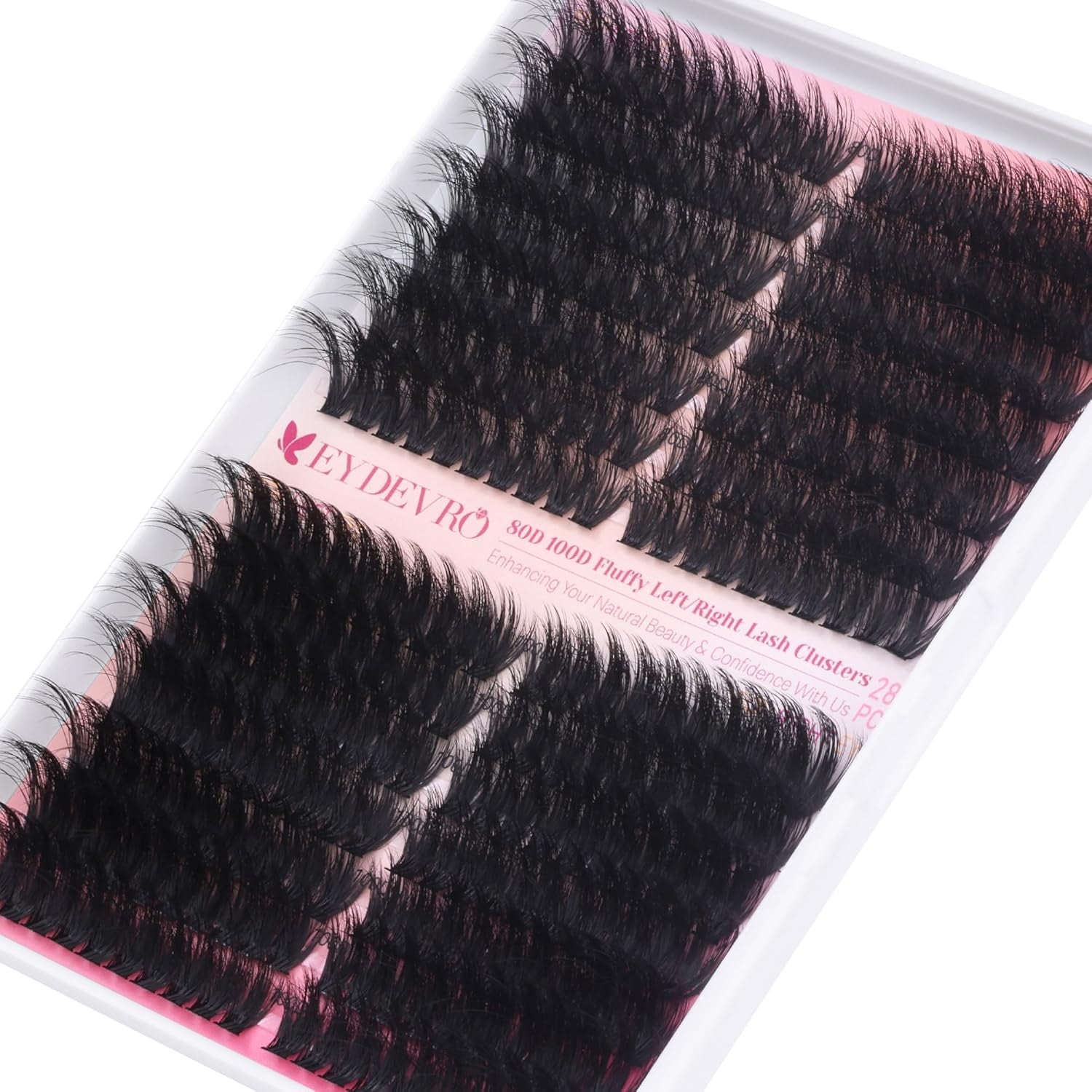 Fluffy Lash Clusters Kit 80D100D Volume Lash Extension Kit 280 Pcs Left/Right Cluster Eyelash Extension Kit D Curl Thick Mega Lash Clusters with Waterproof Lash Bond and Seal and Lash Tweezers