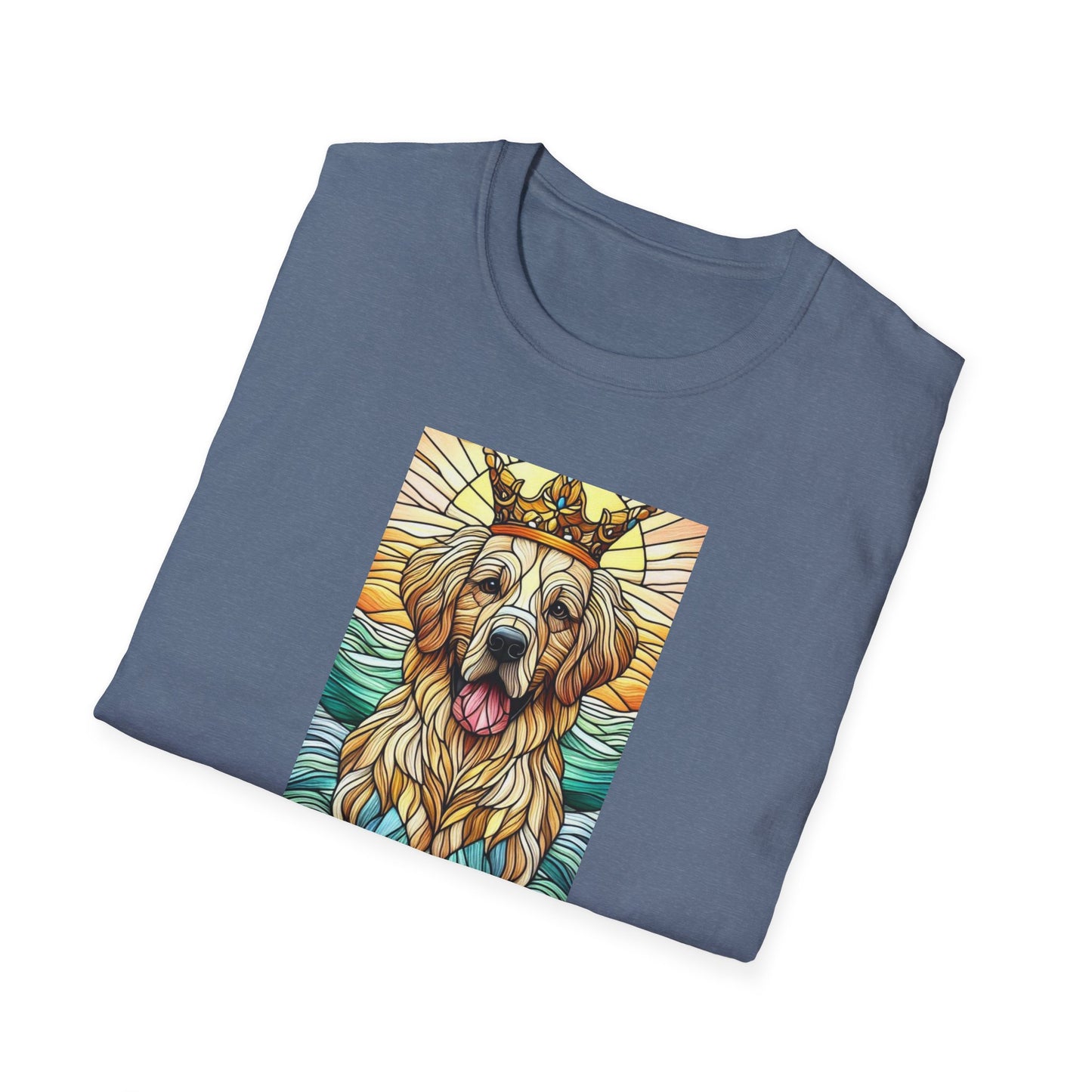 Golden Retriever Animal Stained Glass Design Unisex Softstyle T-Shirt