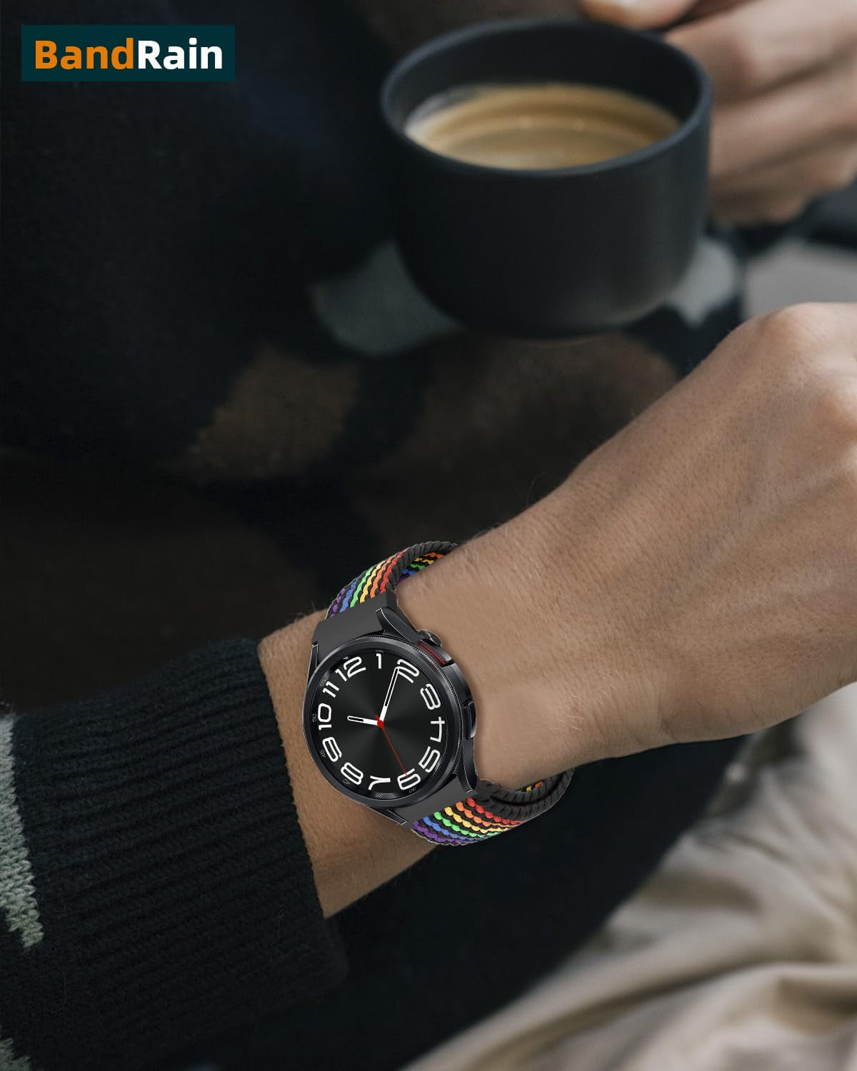 One Click No Gap Magnetic Braided Bands Compatible with Samsung Galaxy Watch 7 6 4 5 FE Band 40Mm 44Mm/Watch 6 4 Classic 47Mm 43Mm 42Mm 46Mm/Watch 5 Pro 45Mm, 20Mm Elastic Nylon Sport Strap Men Women