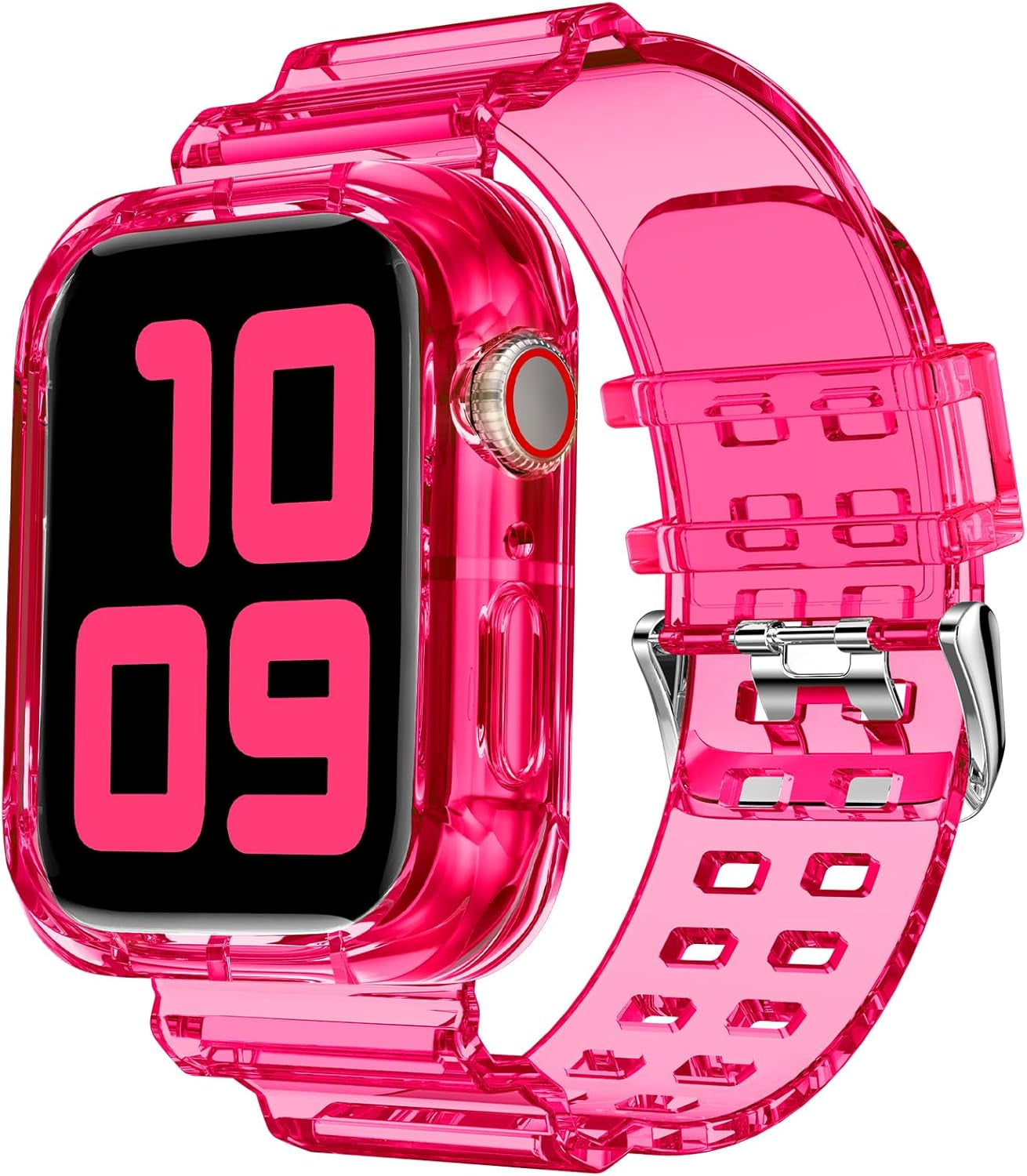 Compatible for Clear Apple Watch Band with Bumper Case, Women Men Glitter Bling TPU Sport Strap for Iwatch SE Ultra Series 10 9 8 7 6 5 4 3 2 1