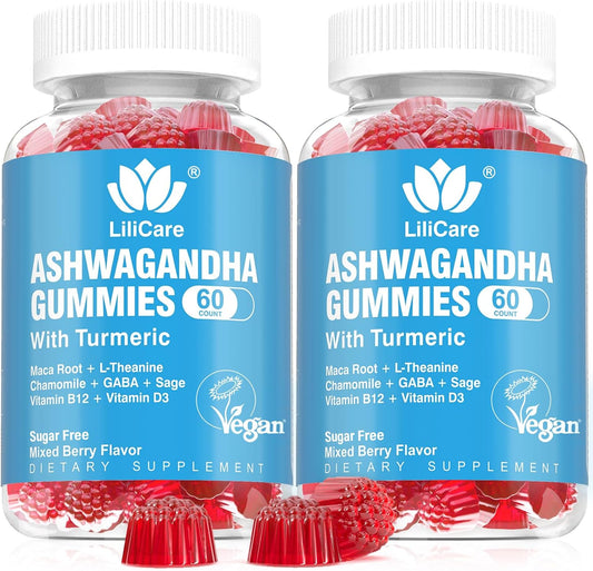 2 Pack Ashwagandha Gummies for Immune Support, 2000Mg Organic Ashwa Root Extract Supplement for Women & Men - 120 Count TLBH