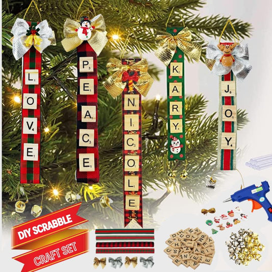 DIY Christmas Ornaments - Scrabble Tiles for Crafts - Make Your Own Xmas Ornaments - Ornament Decorating Kit for Kids or Adults