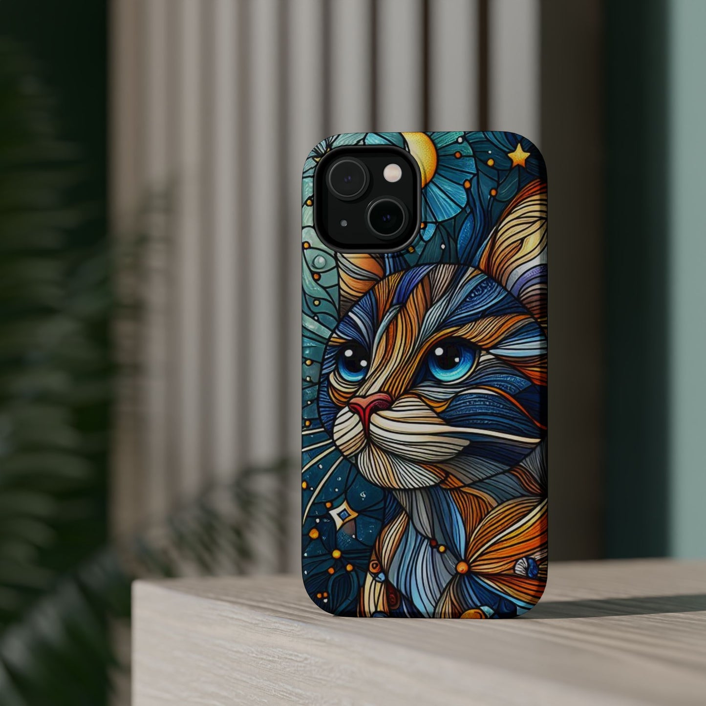 Cat-Stained Glass Magnetic Tough Cases
