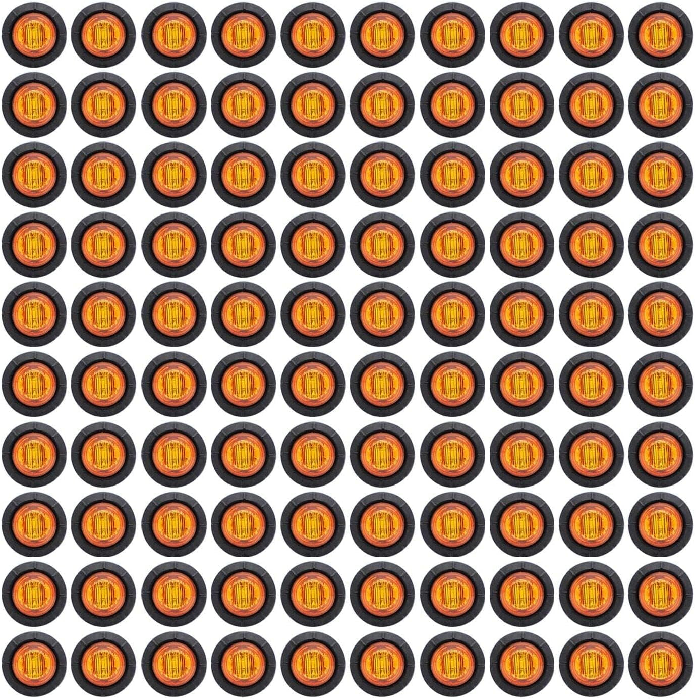 (Pack of 100 3/4 Inch Mount Amber LED Clearance Button Marker Lights Side LED Marker Lights for Trailer Truck RV Car Bus Van 12V DC