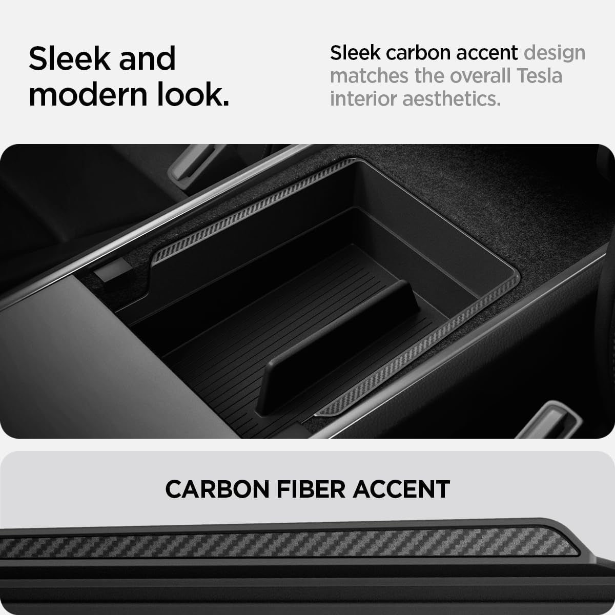 Armrest Console Organizer (Carbon Edition) Designed for Tesla Model 3/Y 2024/2023/2022 [Not Compatible with Model 3 2024 Refresh]