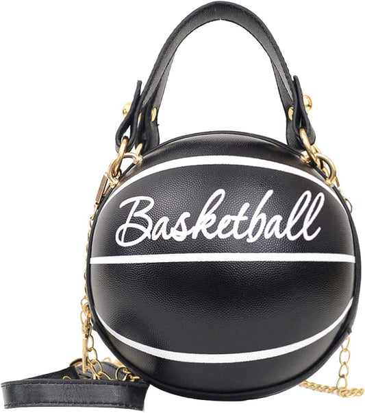 Basketball Purse for Women Novelty Crossbody Purses Small Cute Tote Bag PU Leather round Handbags