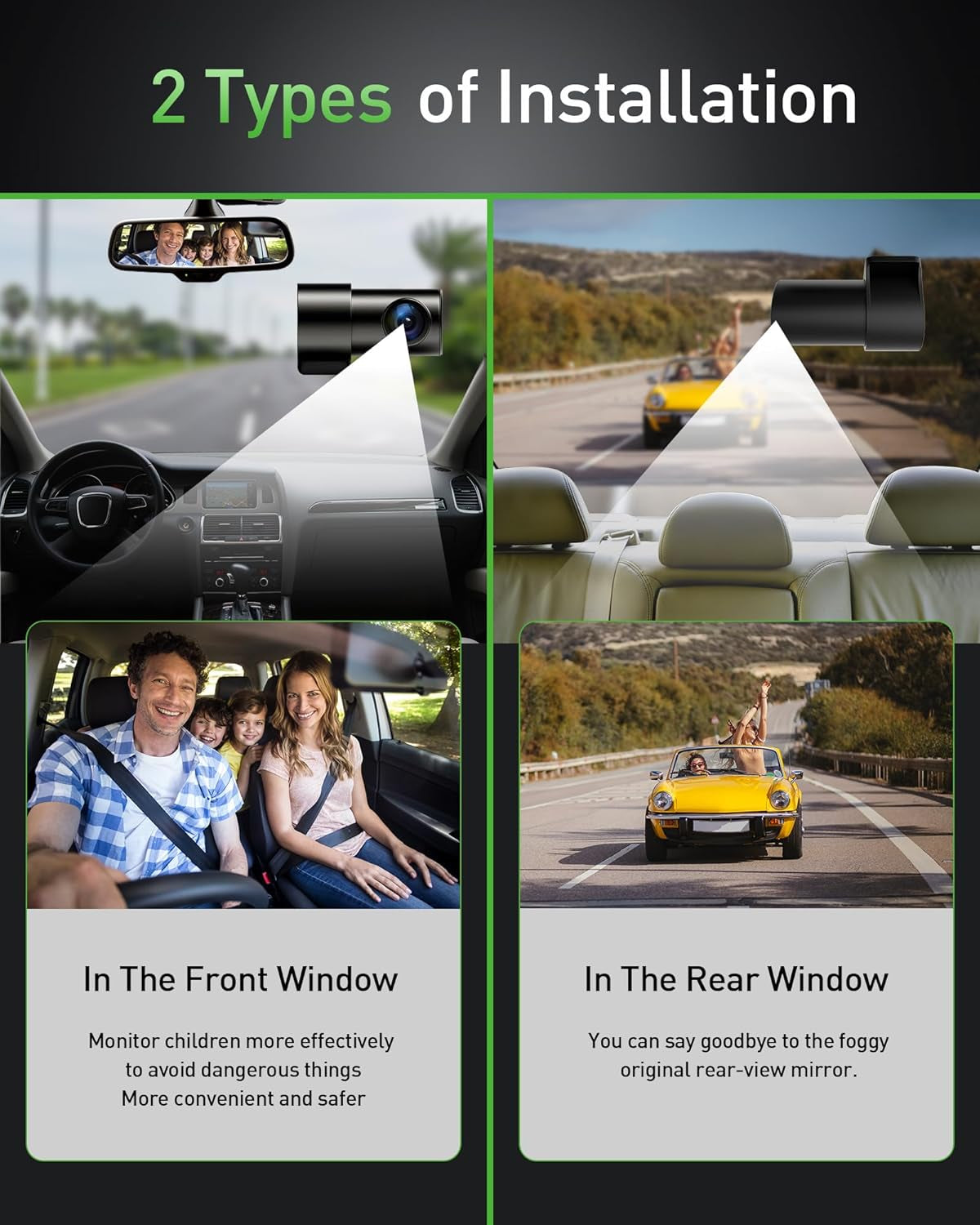 Dash Cam Front and Rear,4K+1080P Wifi Dual Dash Camera for Cars with App, 3" IPS Dashboard Camera Recorder,Night Vision,24H/7 Parking Mode, Loop Recording,170° Wide Angle,Free 64GB SD Card