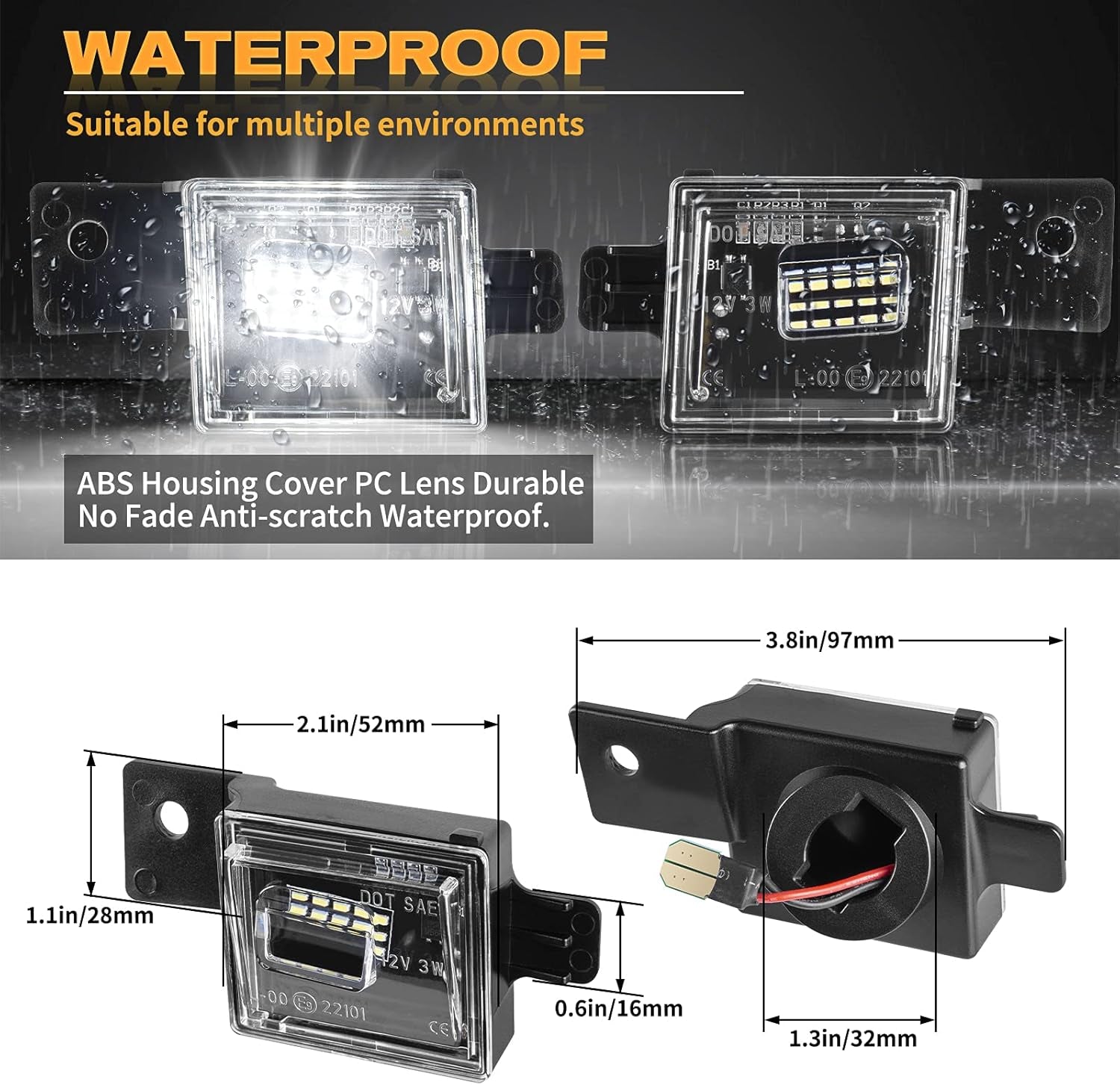 LED License Plate Light Compatible with 2014 2015 2016 2017 2018 2019 2020 2021 2022 Chevy Silverado GMC Sierra 1500 2500HD 3500HD 2015-2021 Colorado Canyon Pickup Truck 6000K, White