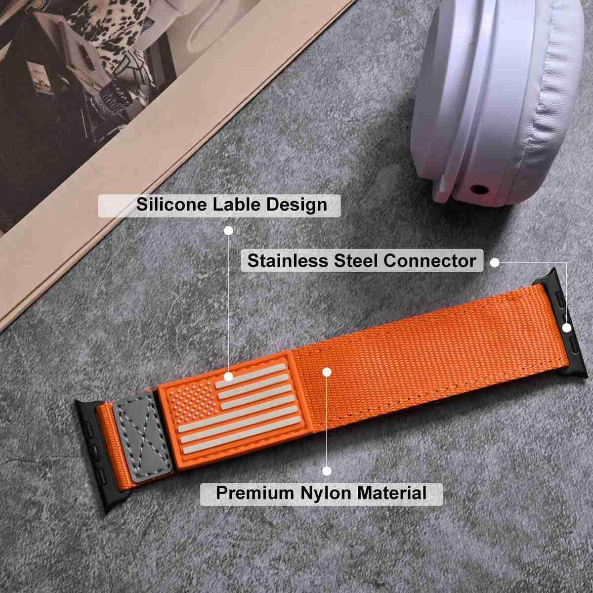 Rugged Nylon Band Compatible with Apple Watch Series 9/8/7 6/5/4/3/2/1/SE/SE2 Ultra 1/2, Sports Strap Woven Design for Iwatch 49Mm 42Mm/44Mm/45Mm 38Mm/40Mm/41Mm