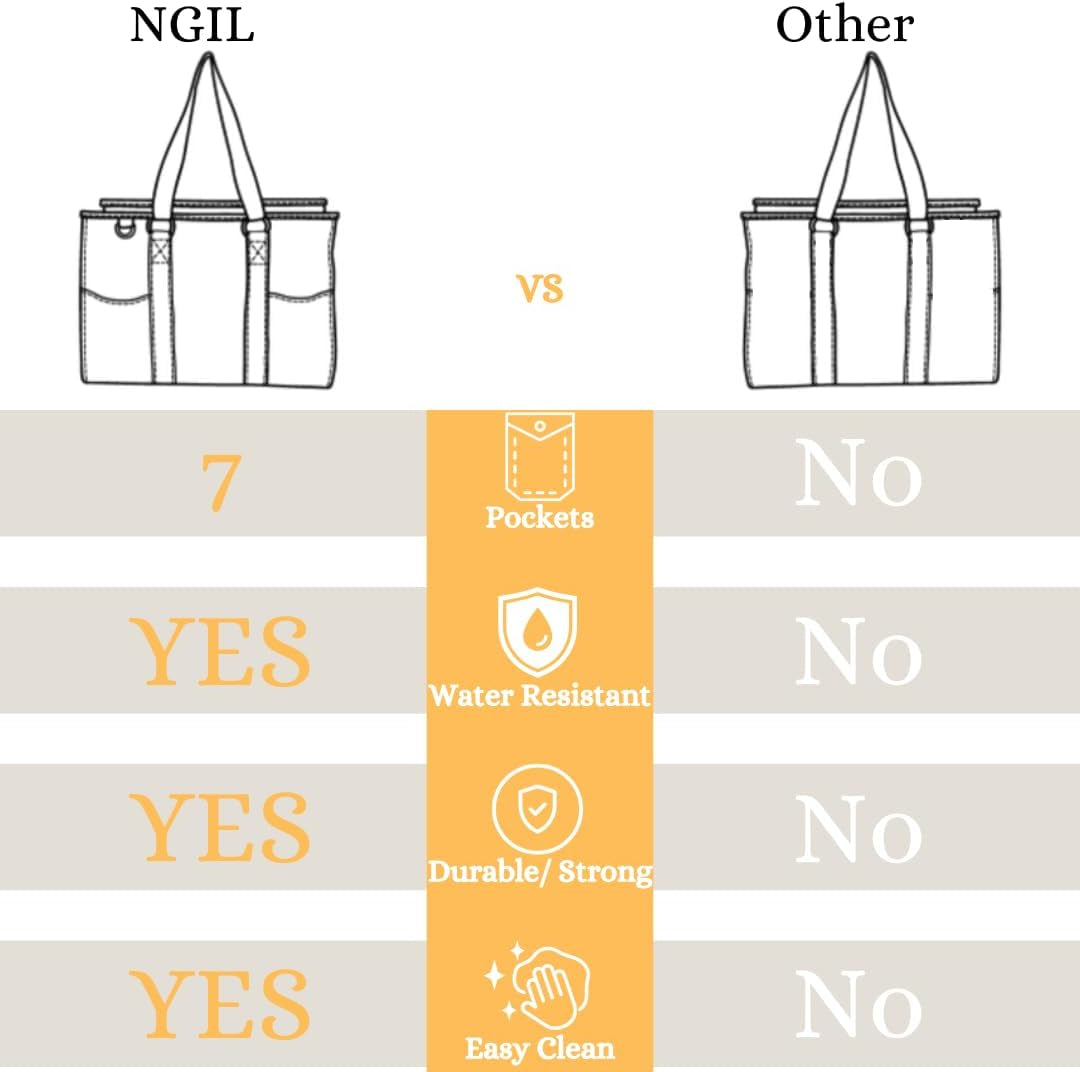 Utility Water Resistant Tote Bag, Top Zipper Closure, Perfect Gifts for Working Women, Nurses, Gym Bag